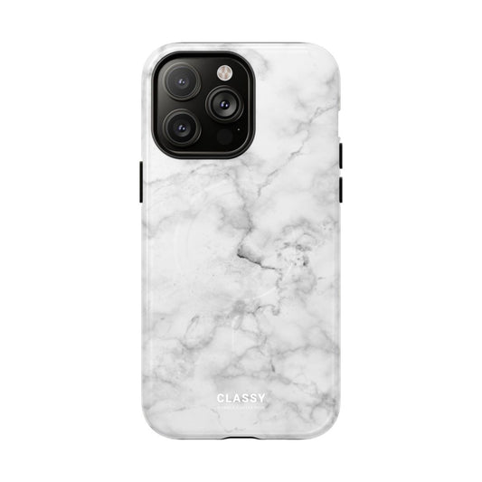 White Marble MagSafe Tough Case front