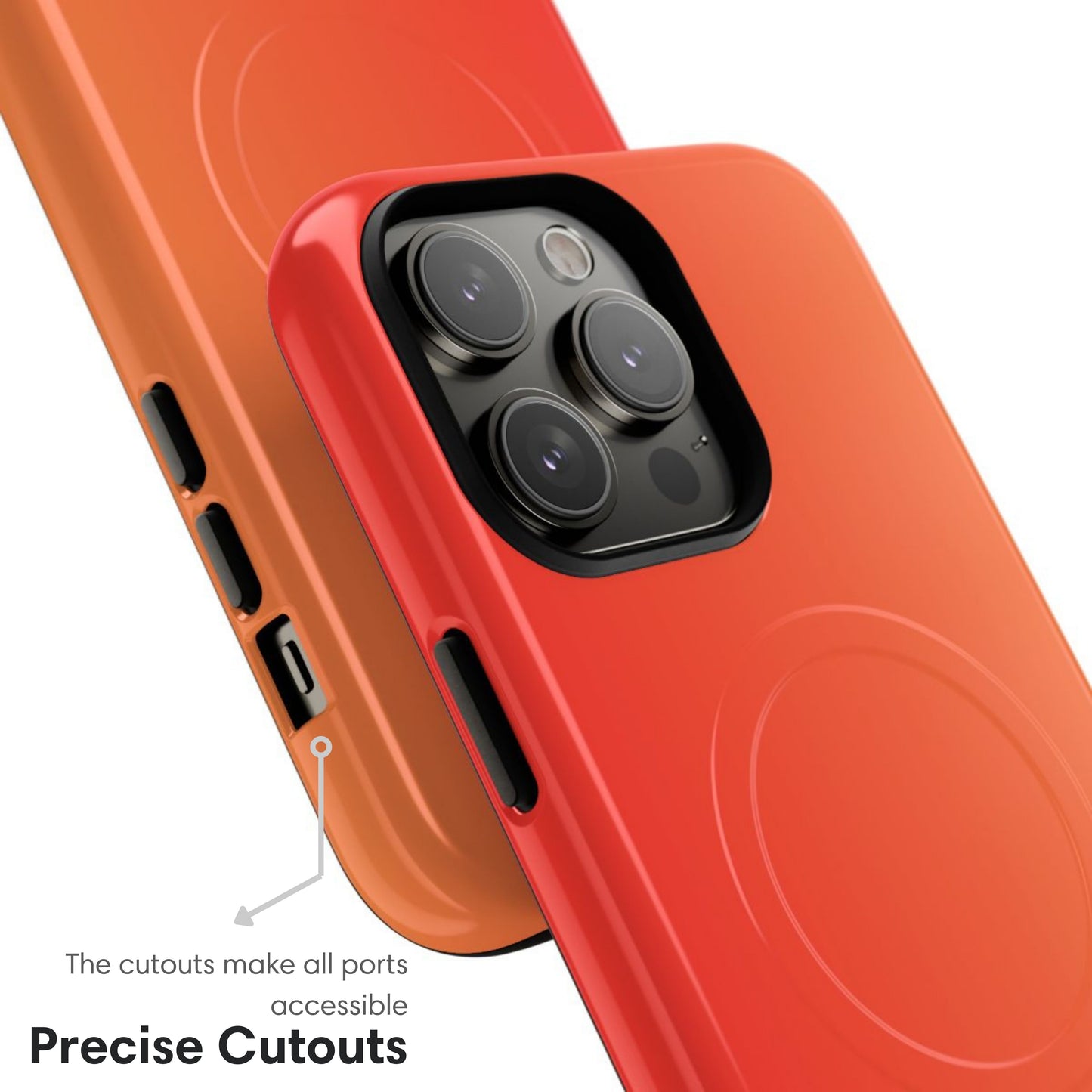 Orange Ombre MagSafe Tough Case cutouts