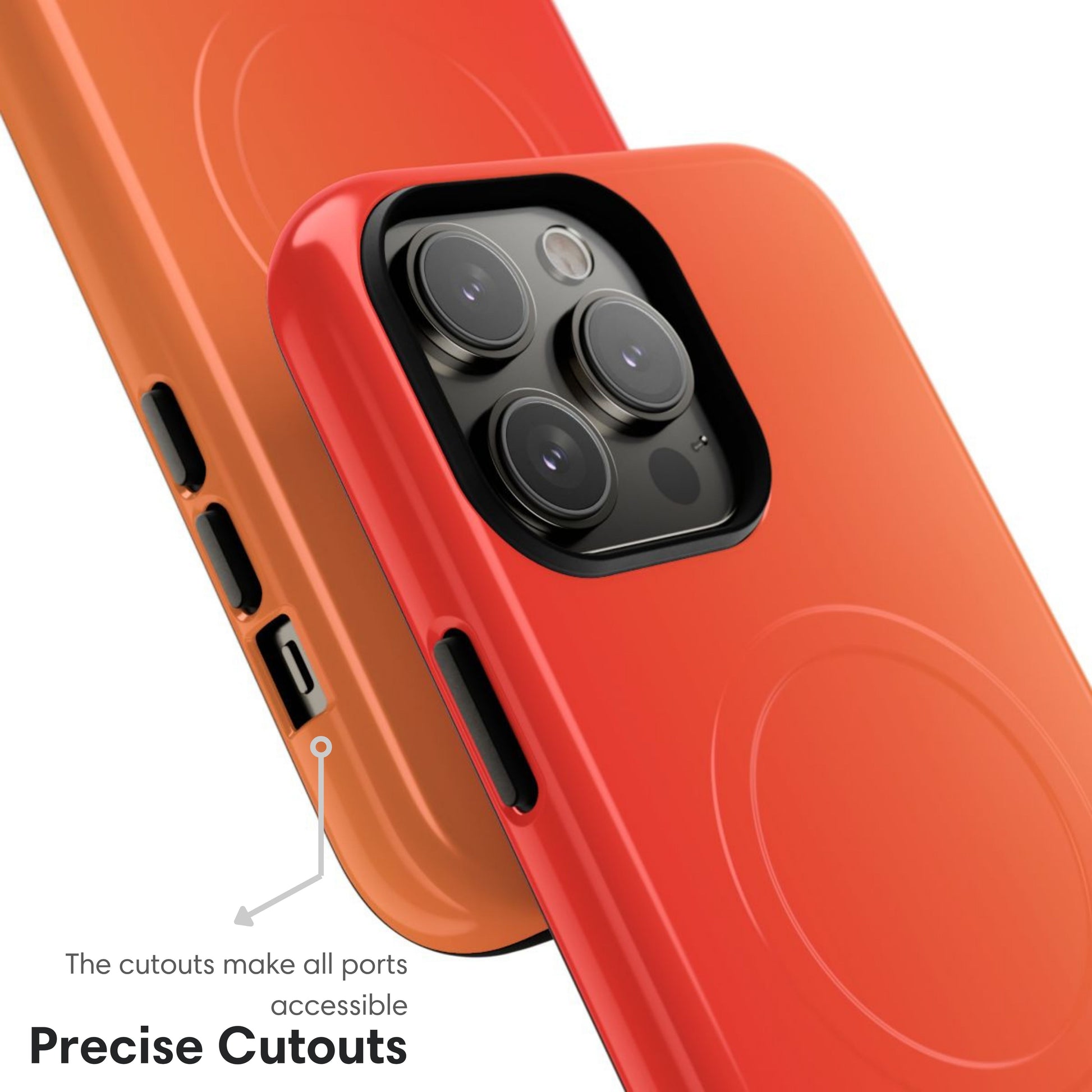 Orange Ombre MagSafe Tough Case cutouts