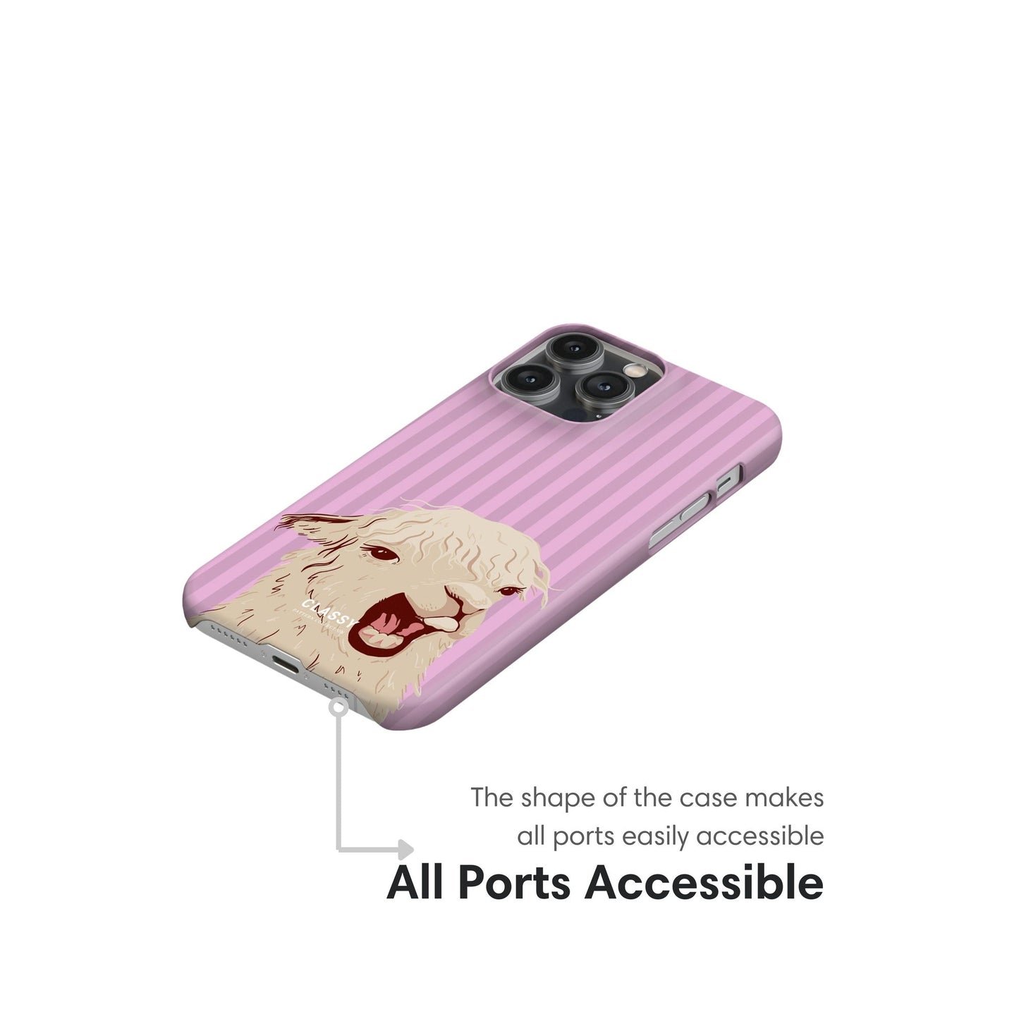 Pink Striped Llama Snap Case ports