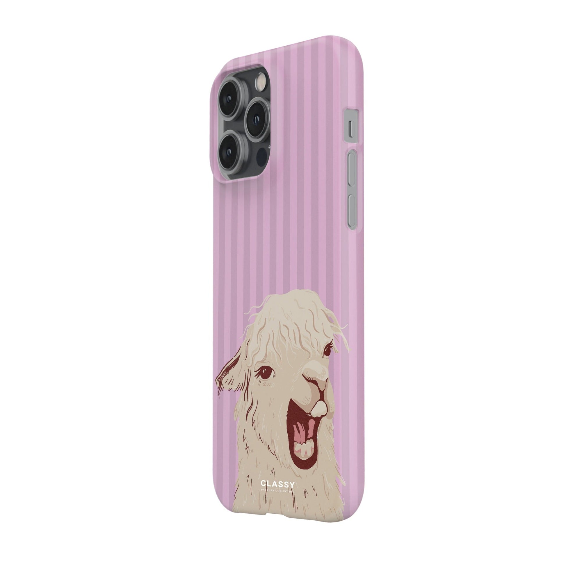 Pink Striped Llama Snap Case side