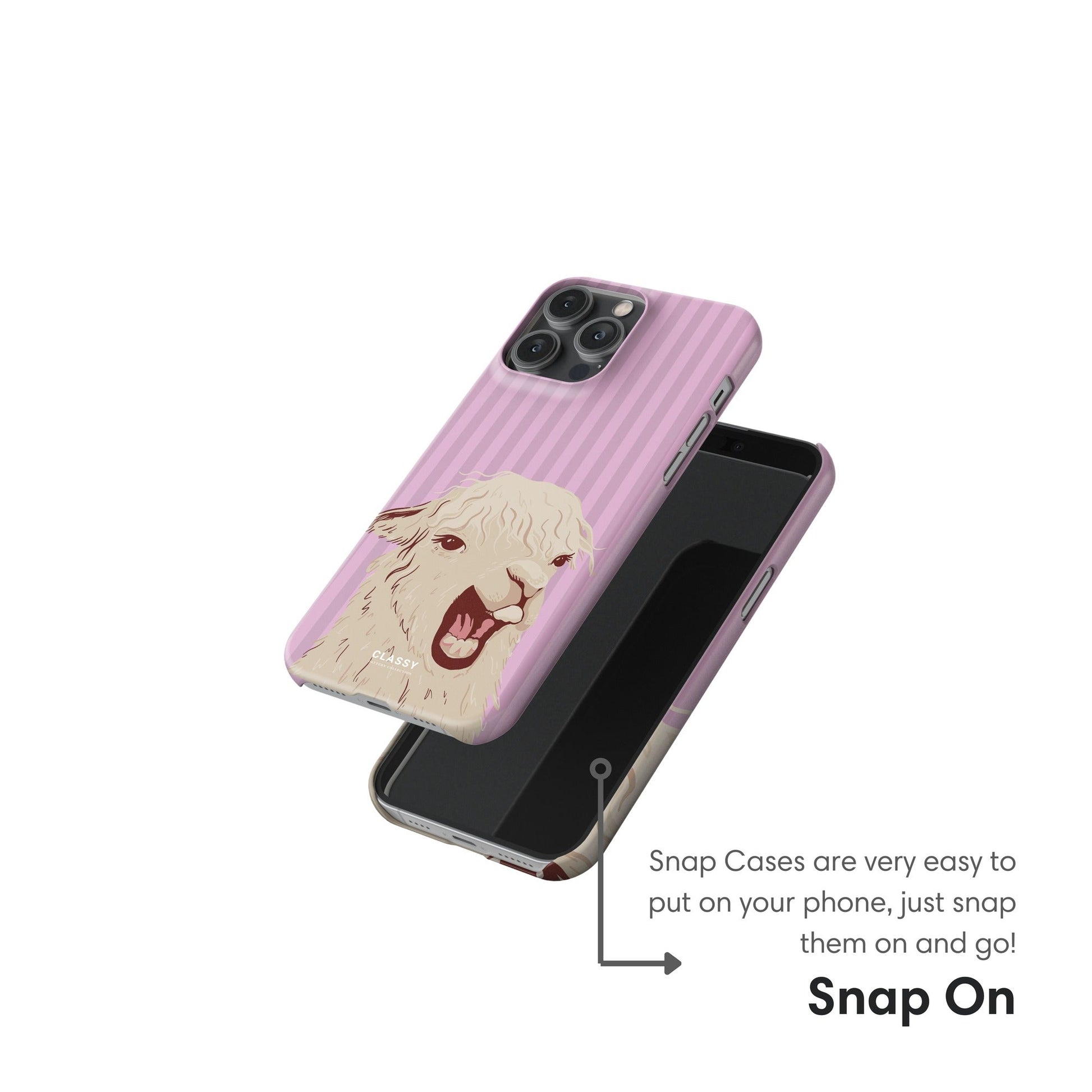 Pink Striped Llama Snap Case snap on