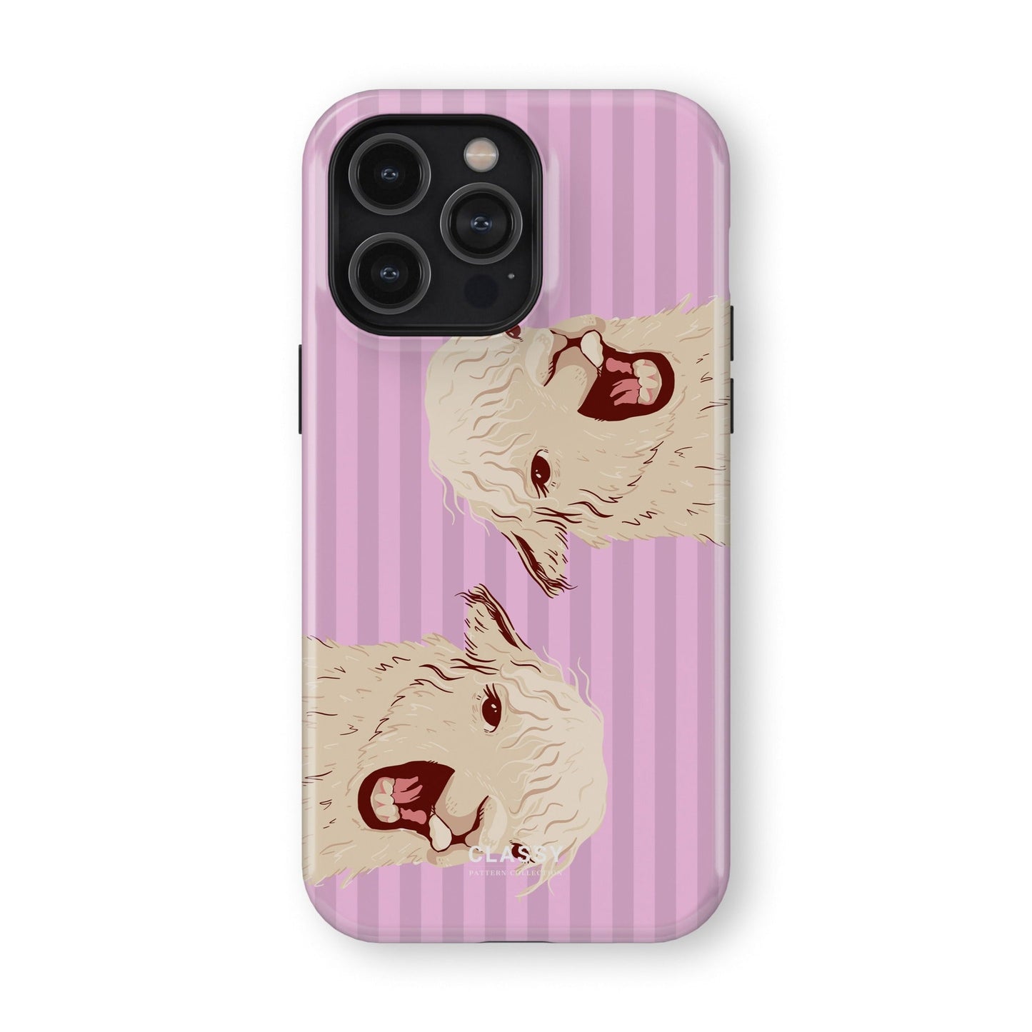 Pink Striped Llamas Tough Case 2.0 front