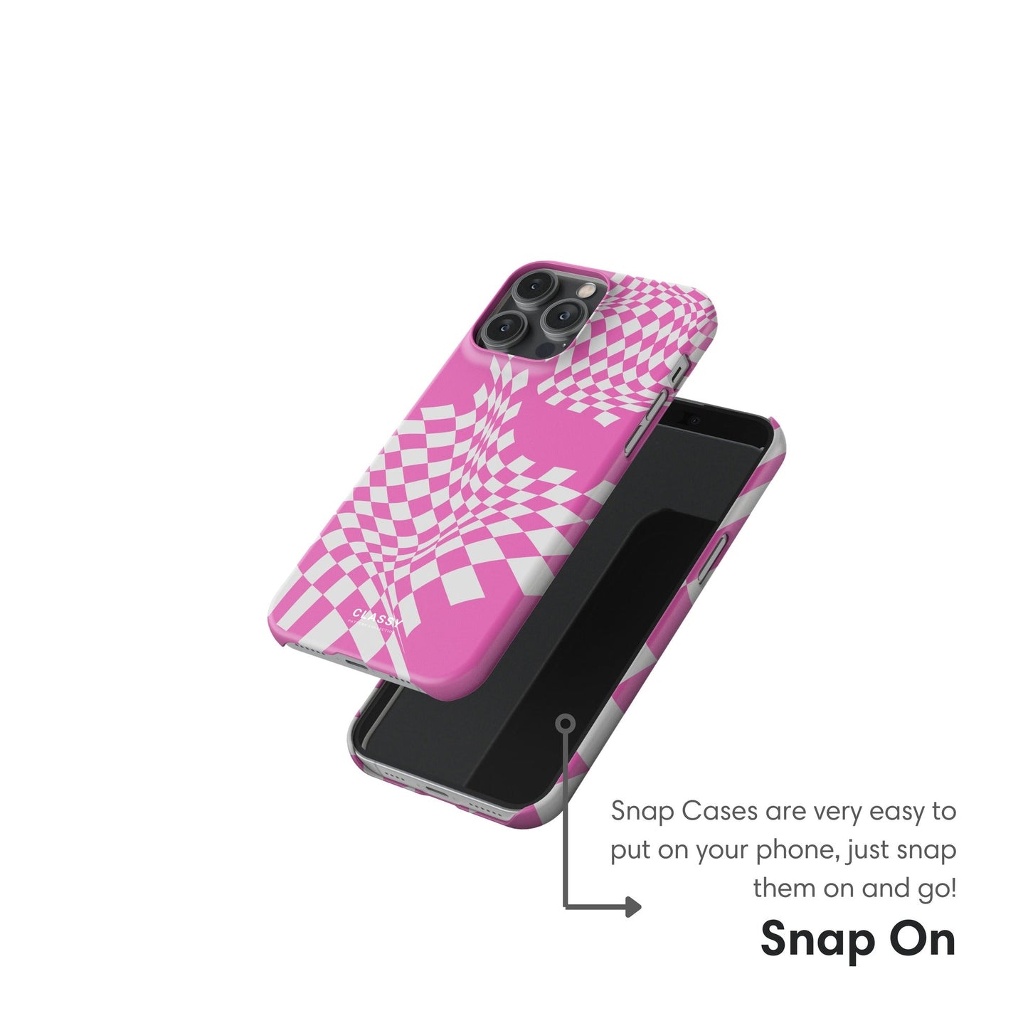 Pink and White Pattern Snap Case snap on