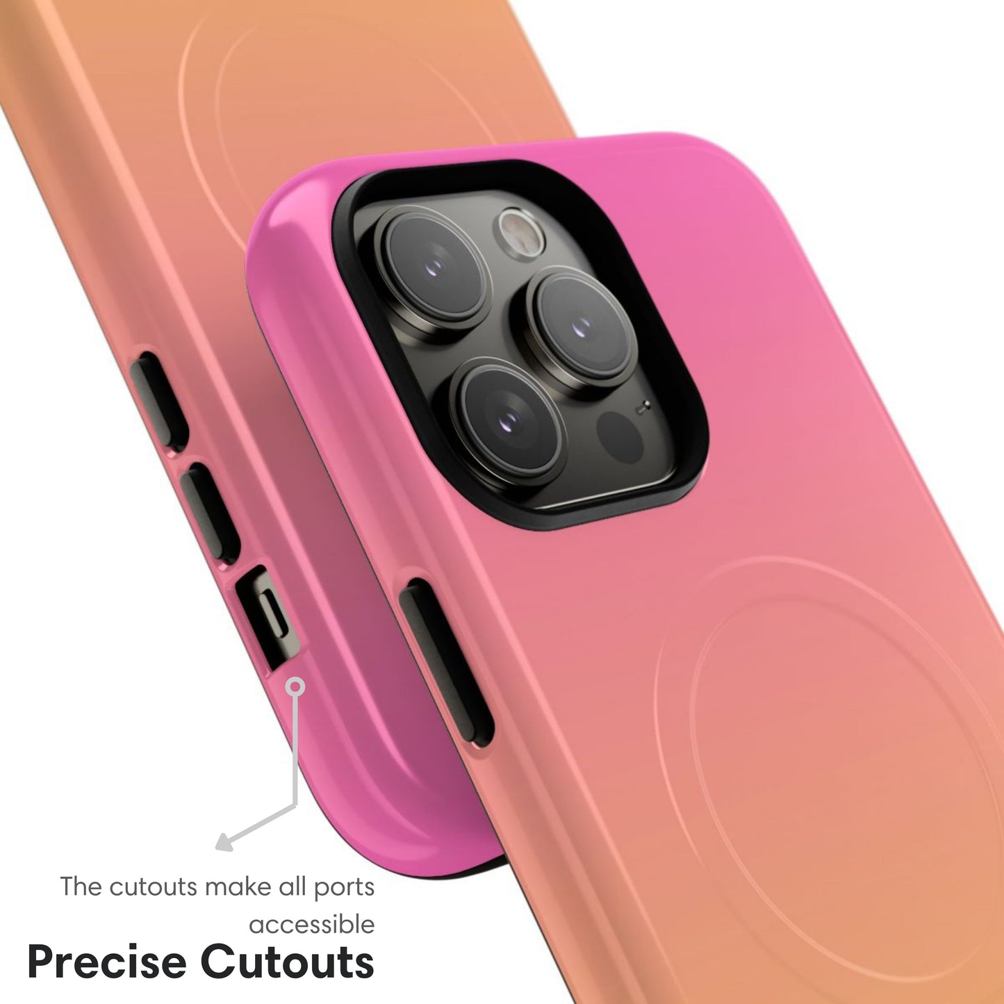 Pink and Yellow Ombre MagSafe Tough Case cutouts