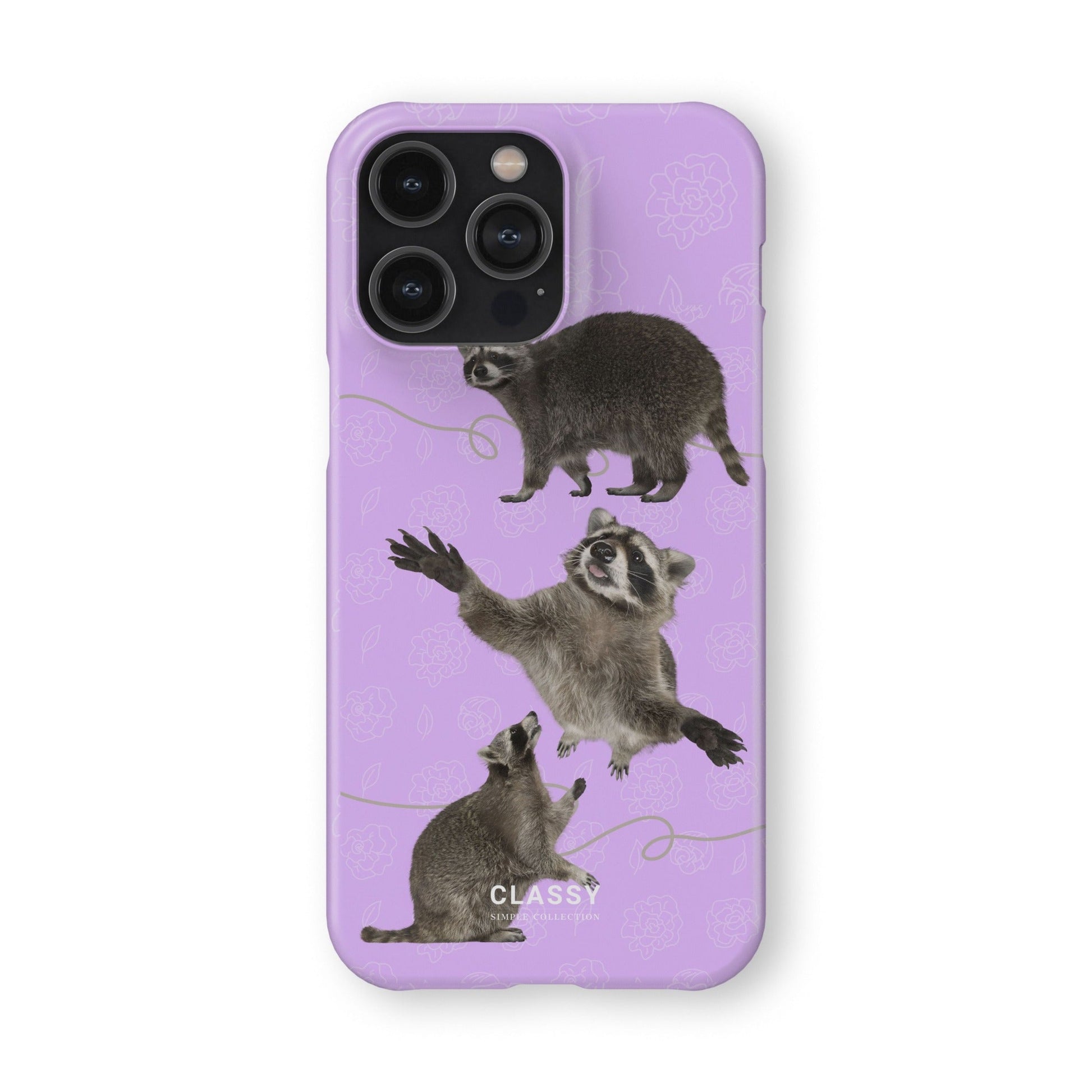 Purple Raccoon Snap Case front