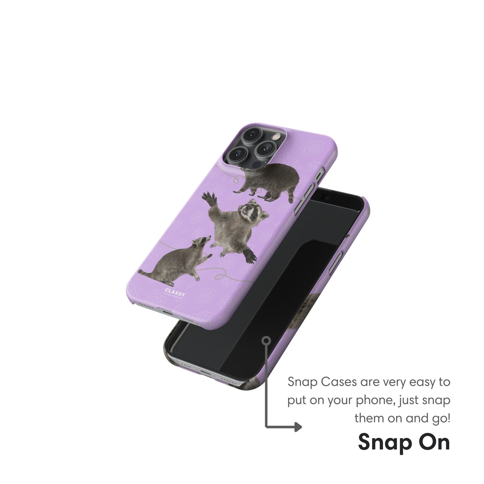 Purple Raccoon Snap Case snap on