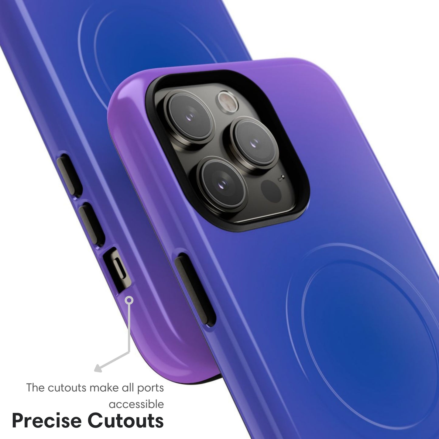 Purple and Blue Ombre MagSafe Tough Case cutouts