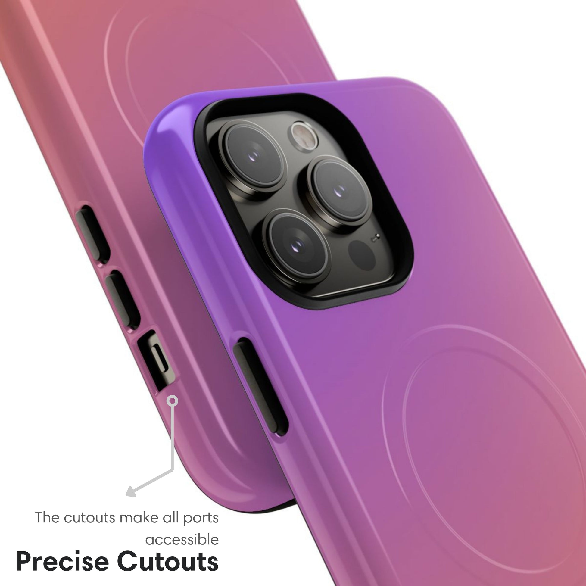 Purple and Orange Ombre MagSafe Tough Case cutouts