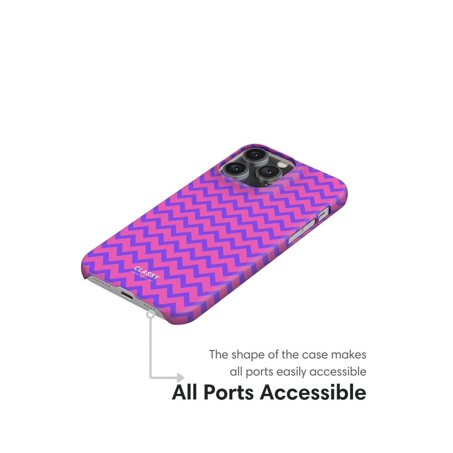 Purple and Pink Pattern Snap Case ports