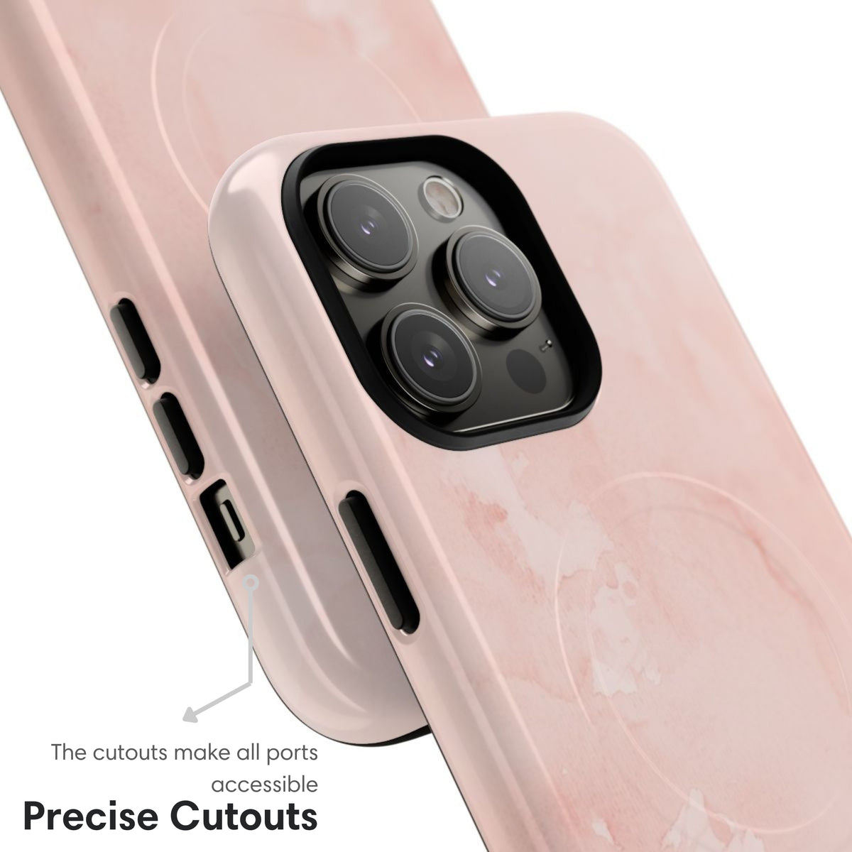 Simple Marble Light Pink MagSafe Tough Case cutouts