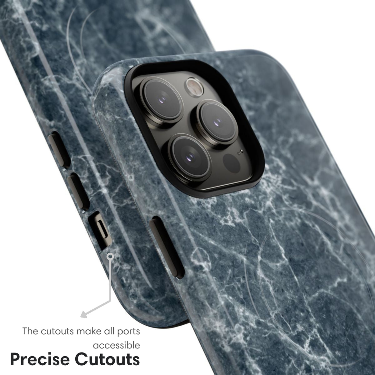 Teal Marble MagSafe Tough Case cutouts