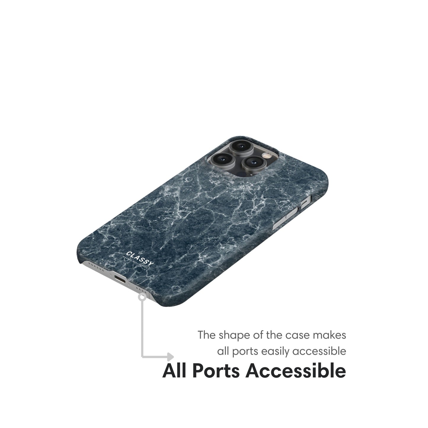 Teal Marble Snap Case ports