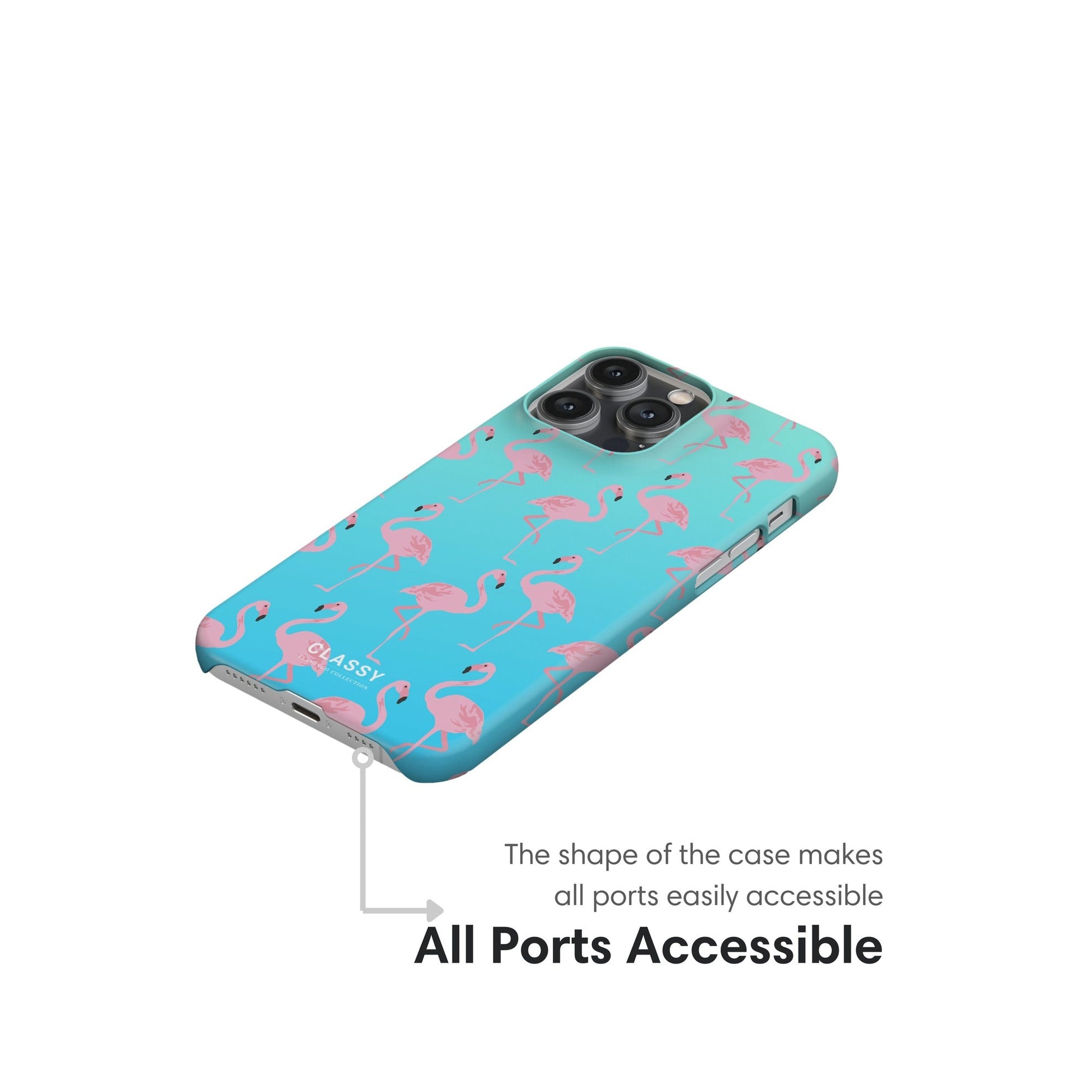 Turquoise Flamingos Snap Case ports