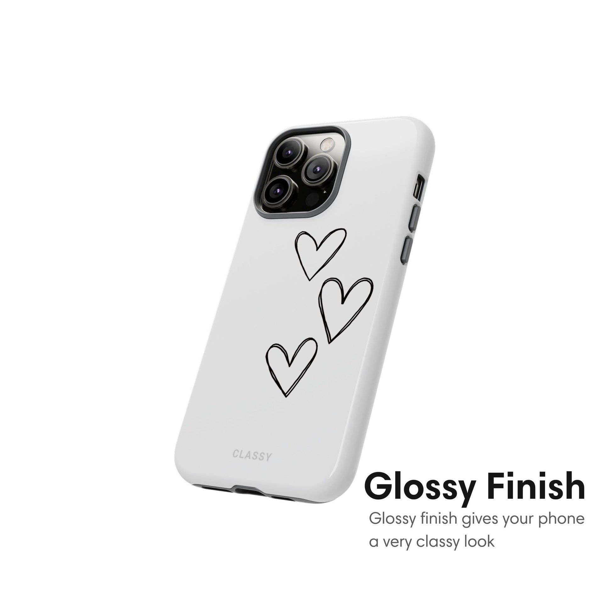 White Couple Heart Tough Case glossy