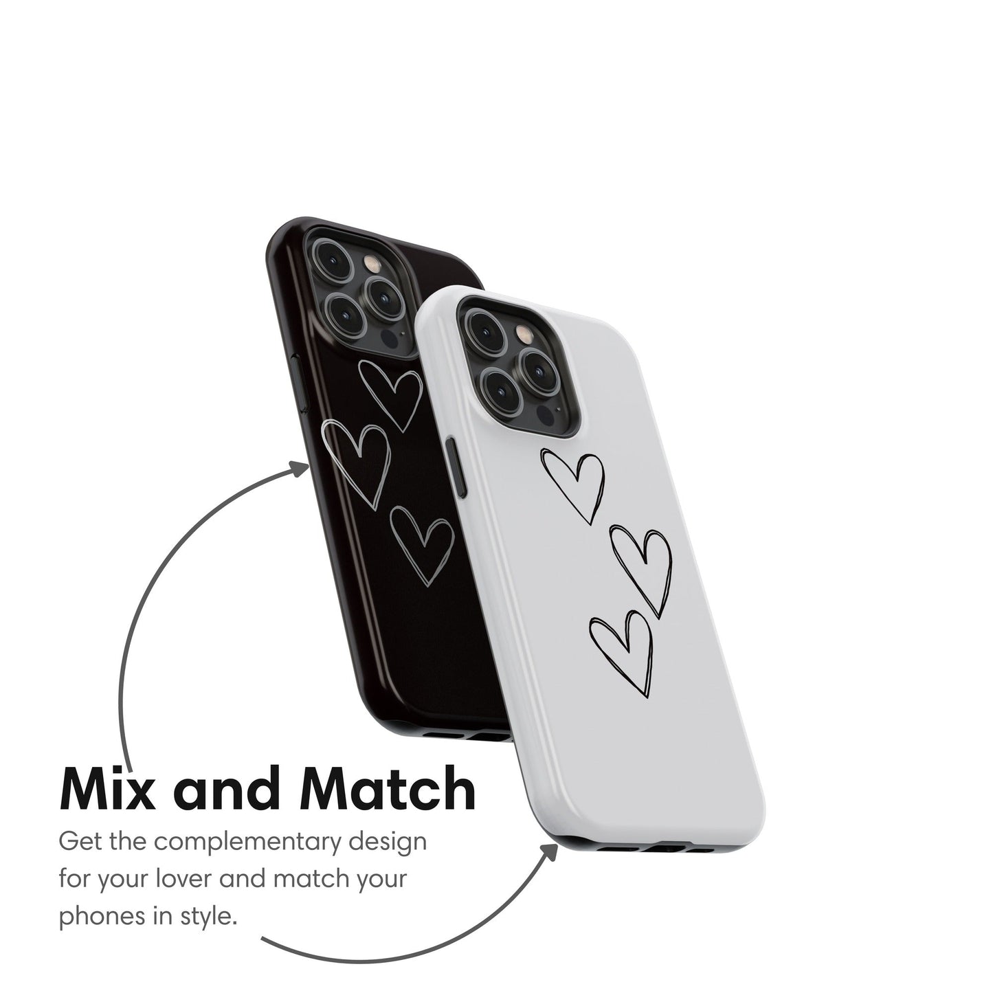 White Couple Heart Tough Case mix and match