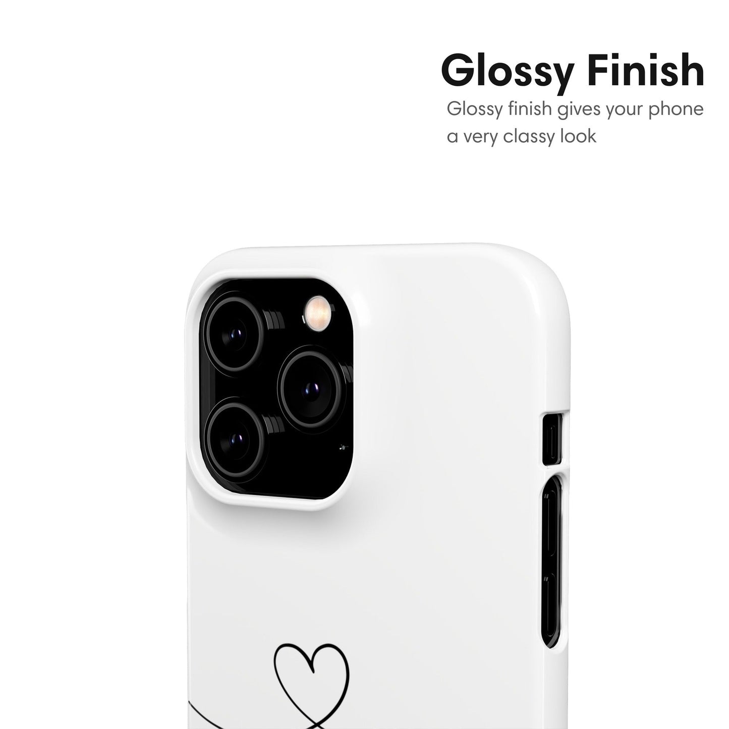 White Couple Snap Case | Line Heart glossy