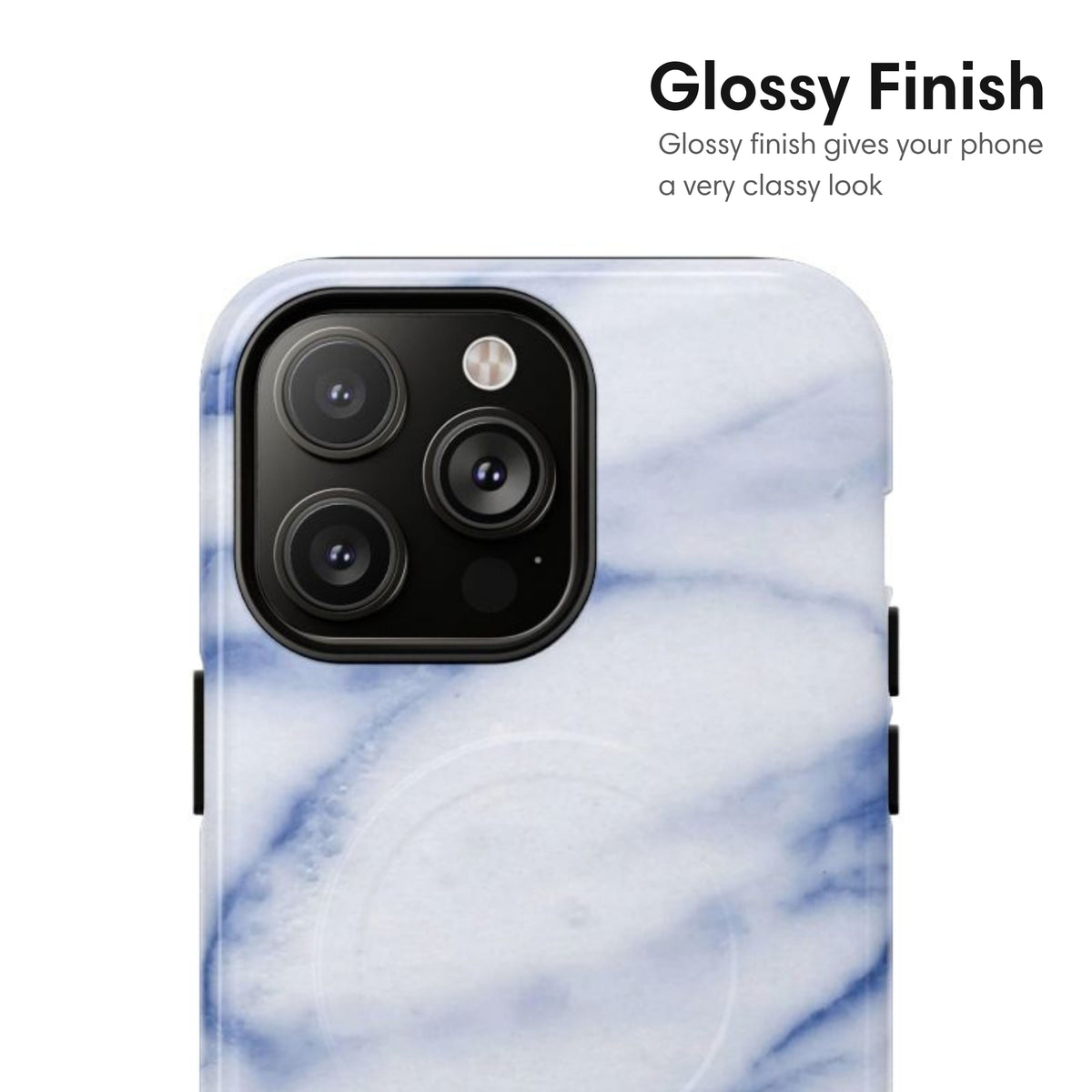 White and Blue Marble MagSafe Tough Case glossy