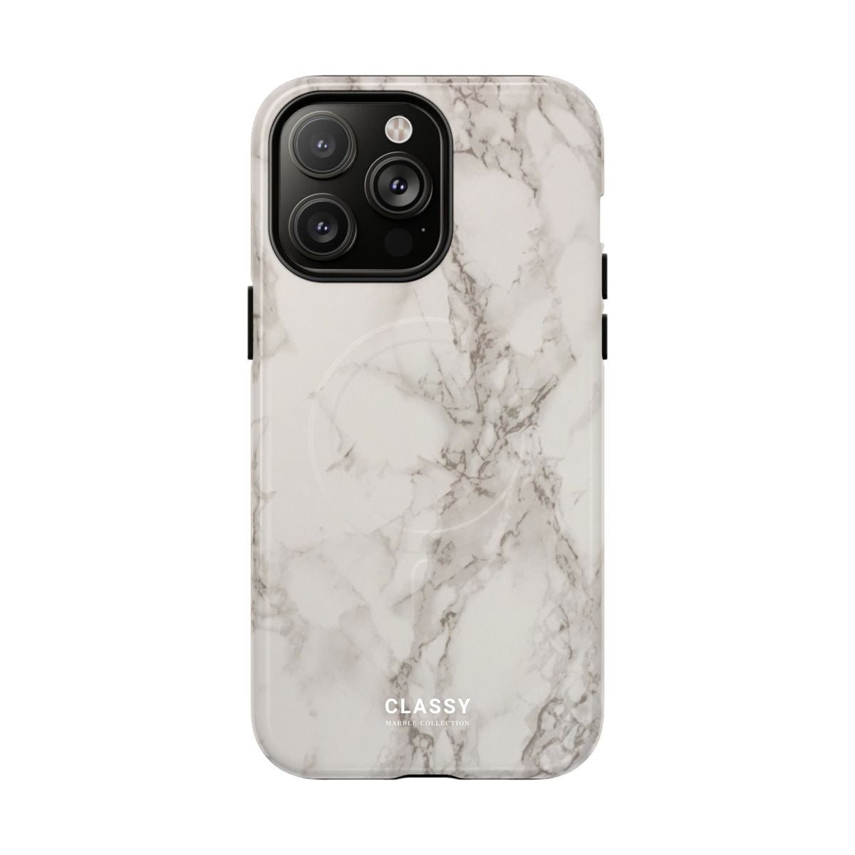White and Gray Marble MagSafe Tough Case front