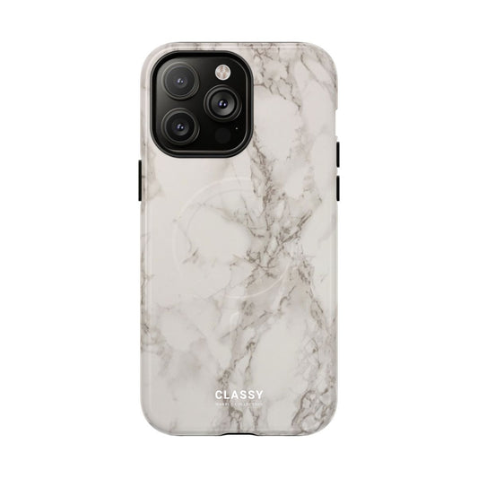 White and Gray Marble MagSafe Tough Case front