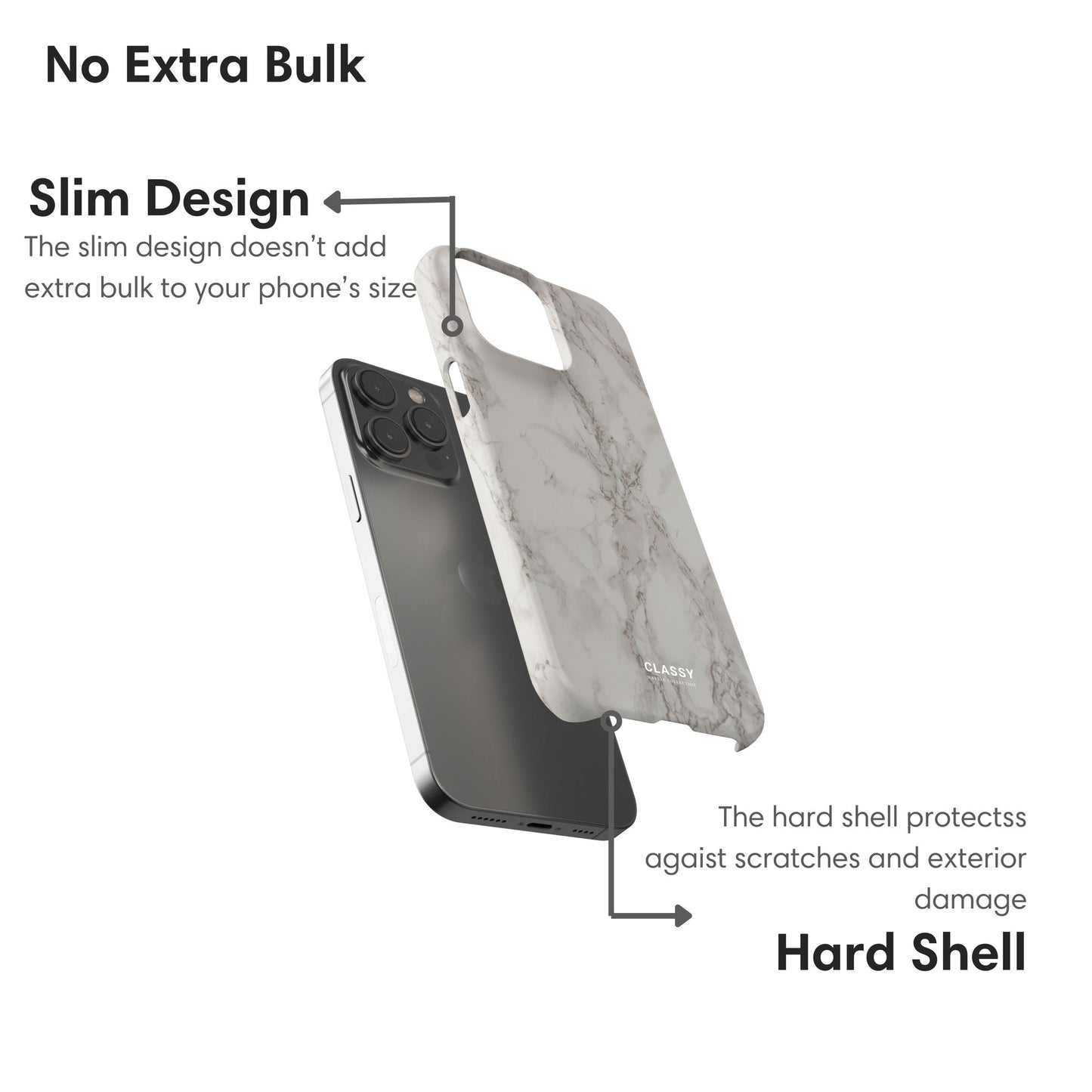 White and Gray Marble Snap Case layers