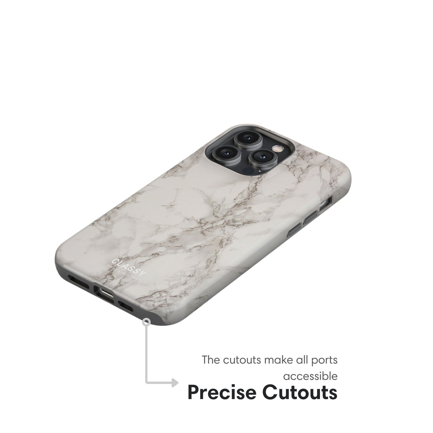 White and Gray Marble Tough Case cutouts