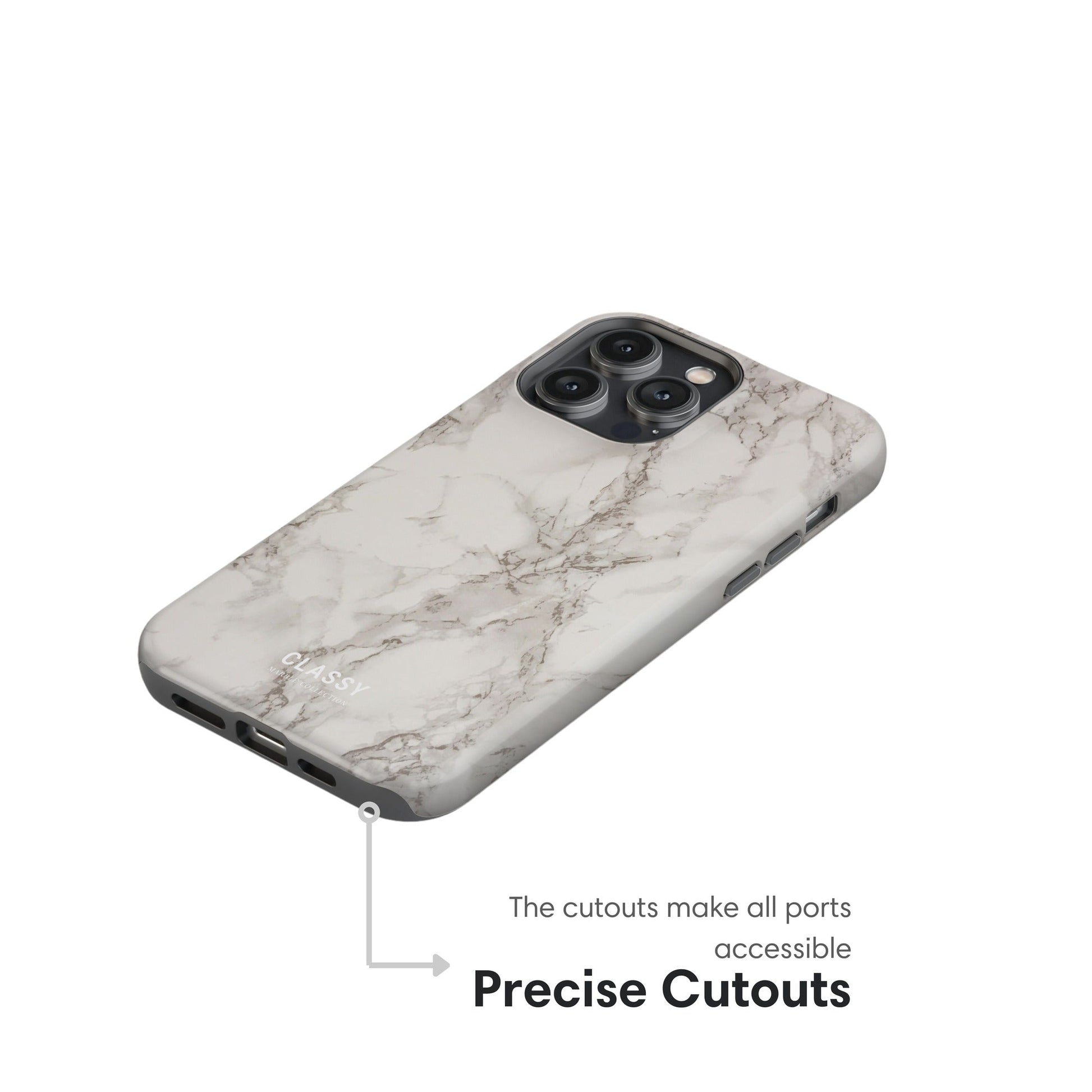 White and Gray Marble Tough Case cutouts