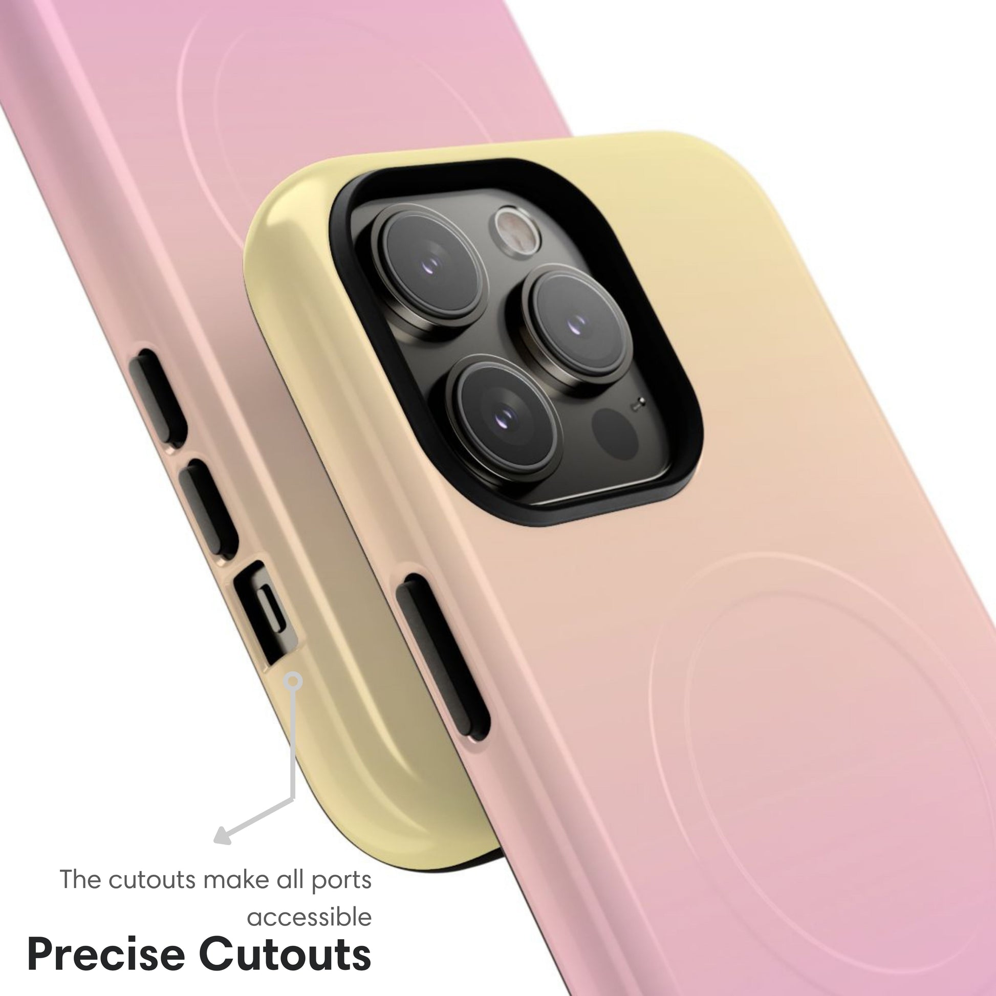 Yellow and Light Pink Ombre MagSafe Tough Case cutouts