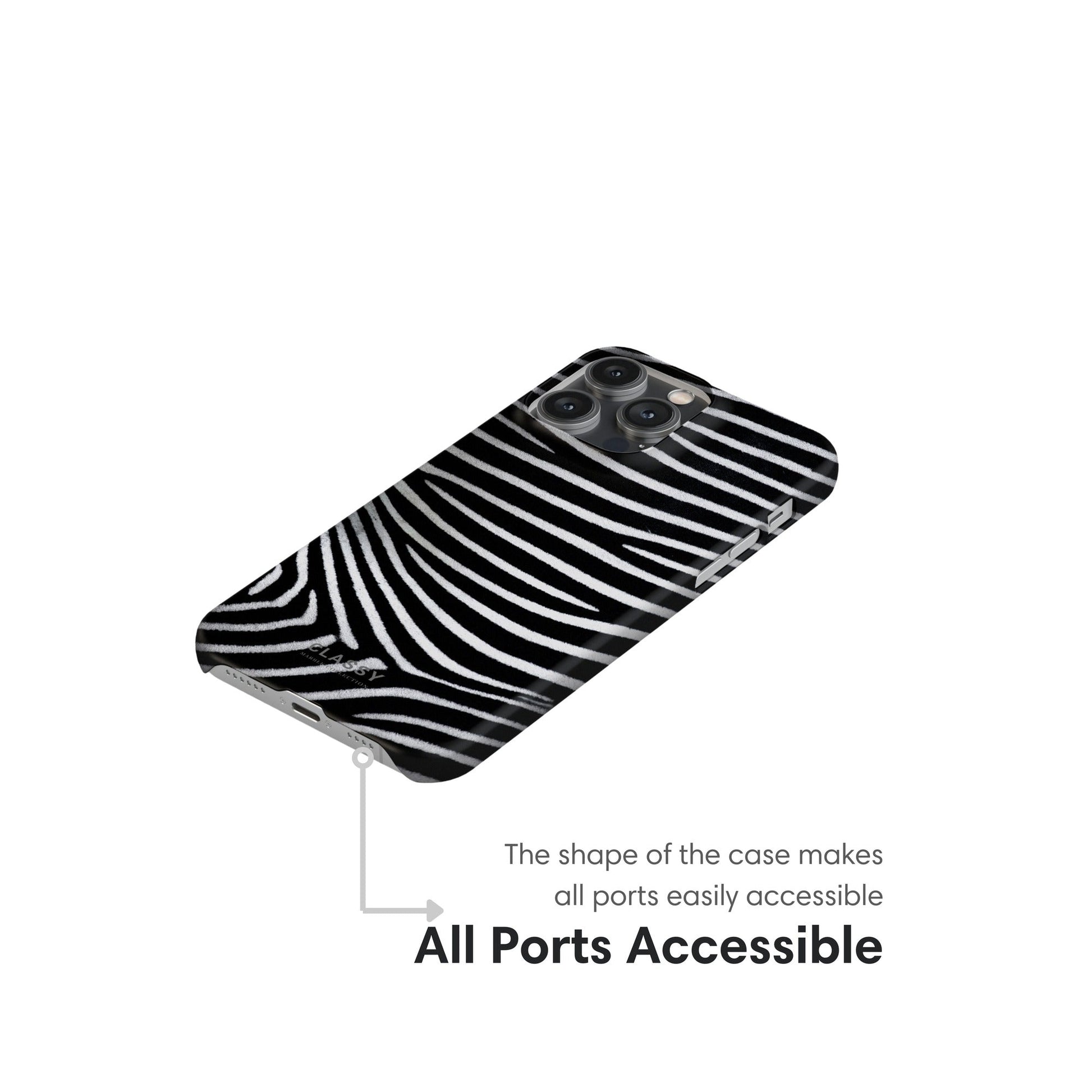 Zebra Pattern Snap Case ports