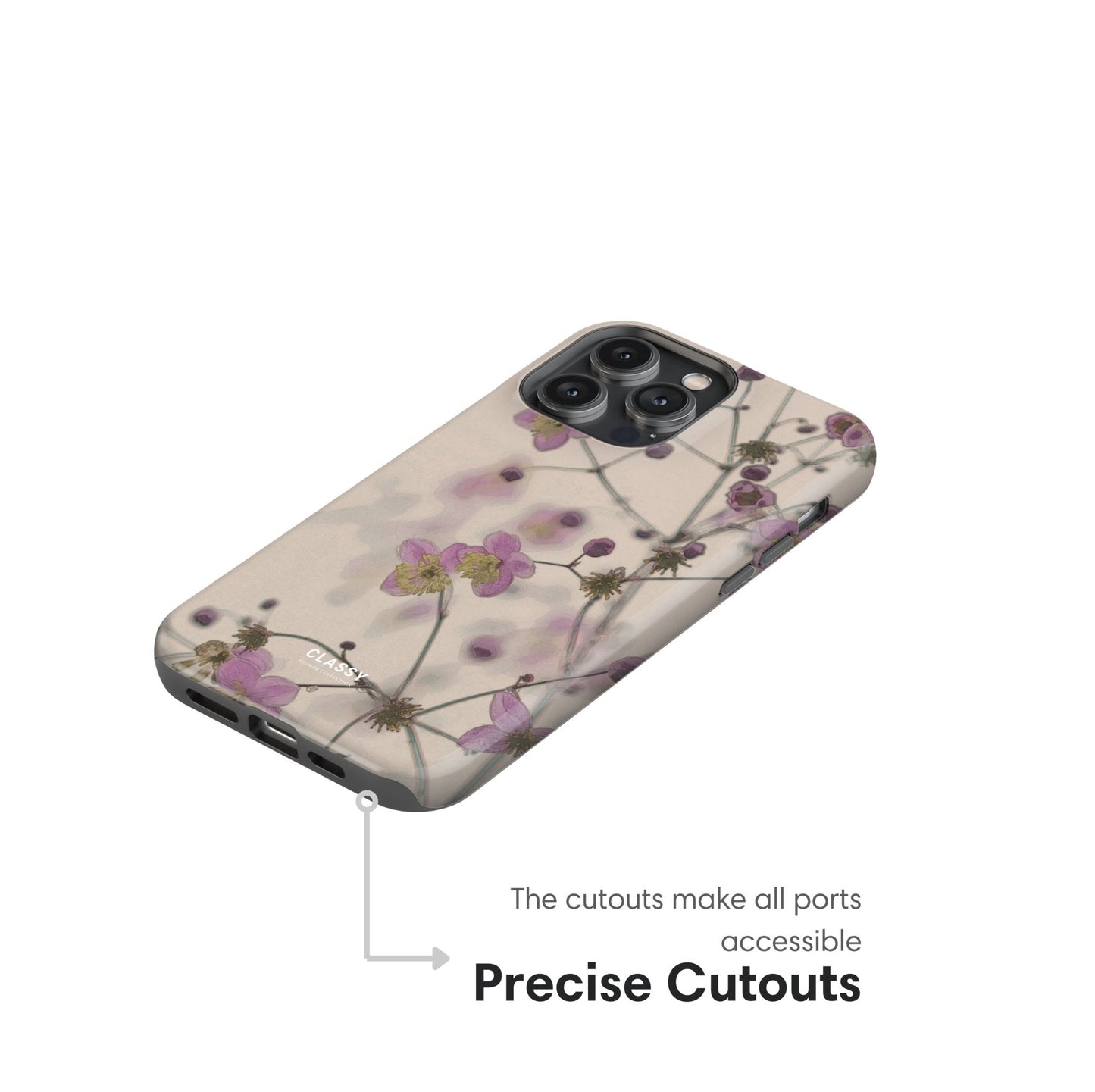 Beige Flowers Tough Case - Classy Cases - Phone Case - iPhone 17 - Glossy - 