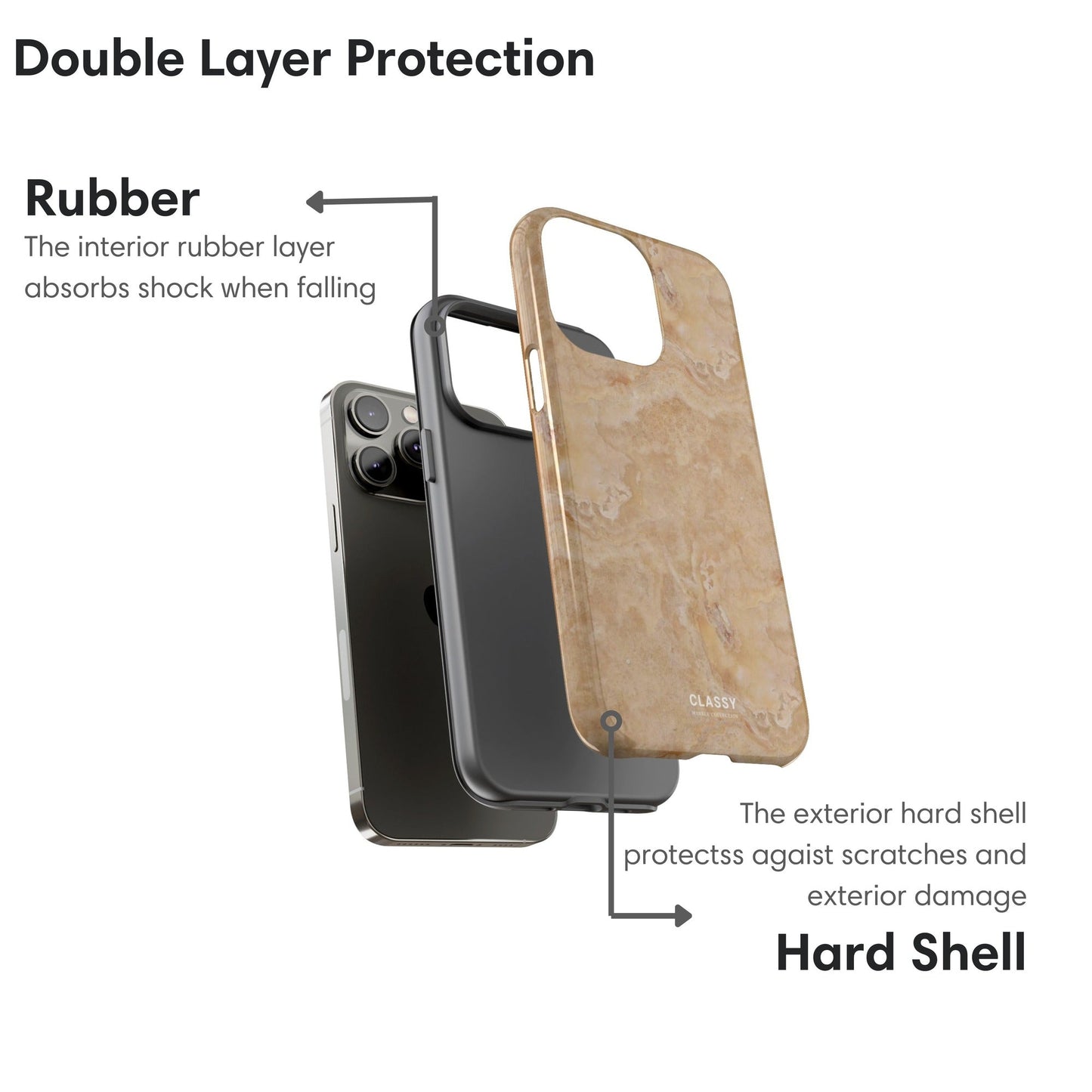 Beige Marble Tough Case - Classy Cases - Phone Case - iPhone 17 - Glossy - 