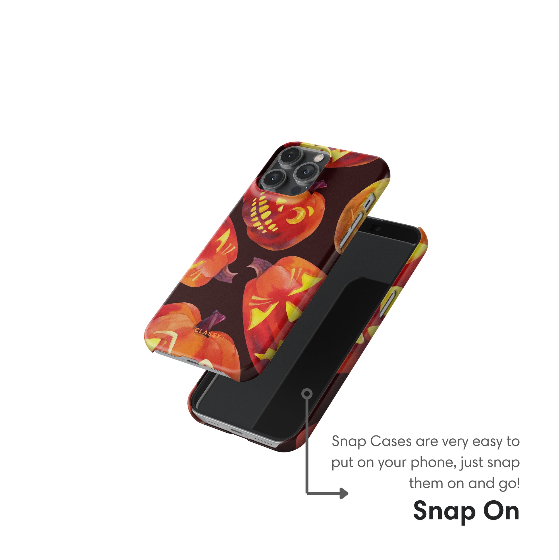 Phone case with Halloween design on a white background