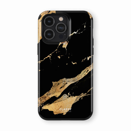 Black and Gold Marble Tough Case - Classy Cases - Phone Case - iPhone 15 - Glossy - 