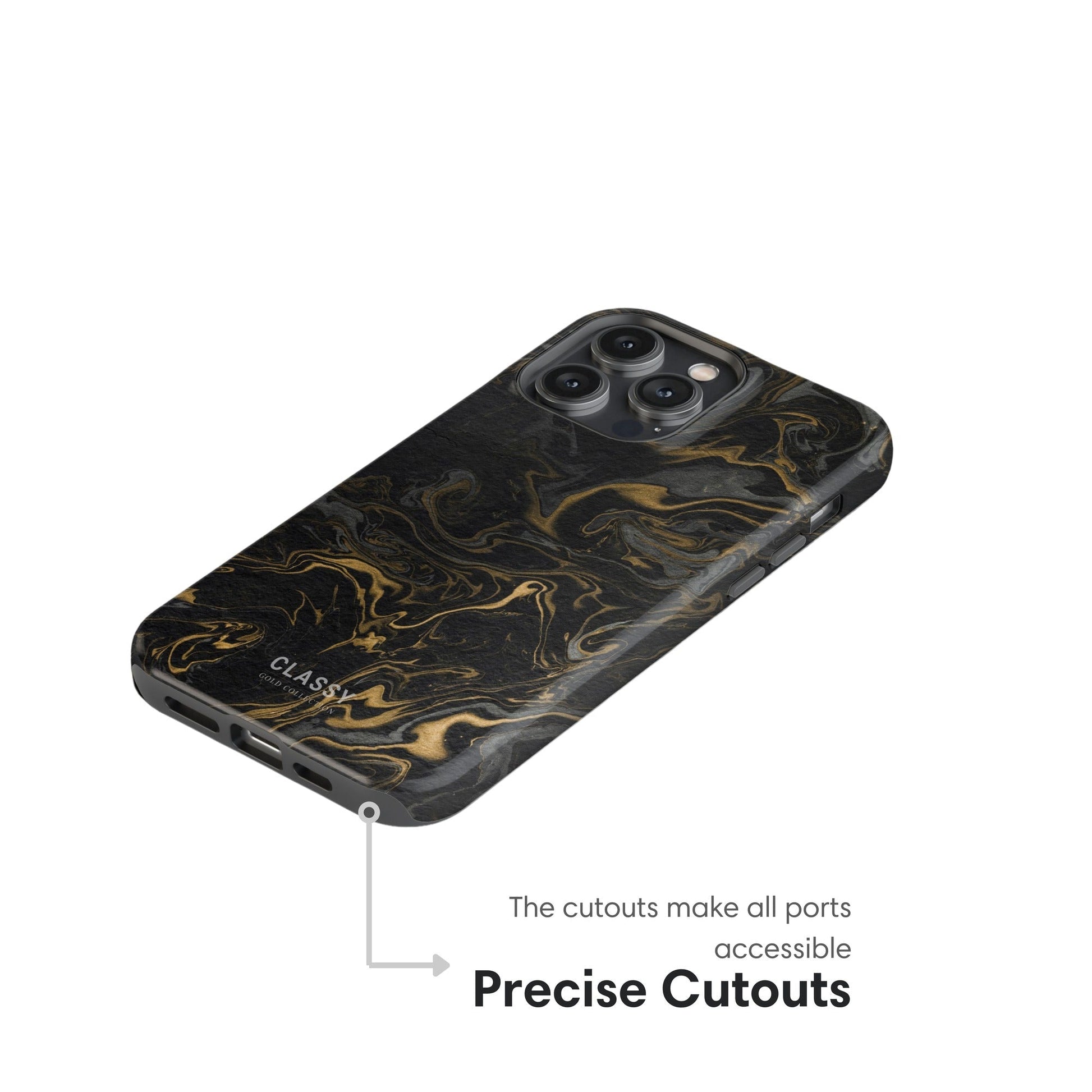Black and Gold Marble Tough Case - Classy Cases - Phone Case - iPhone 17 - Glossy - 
