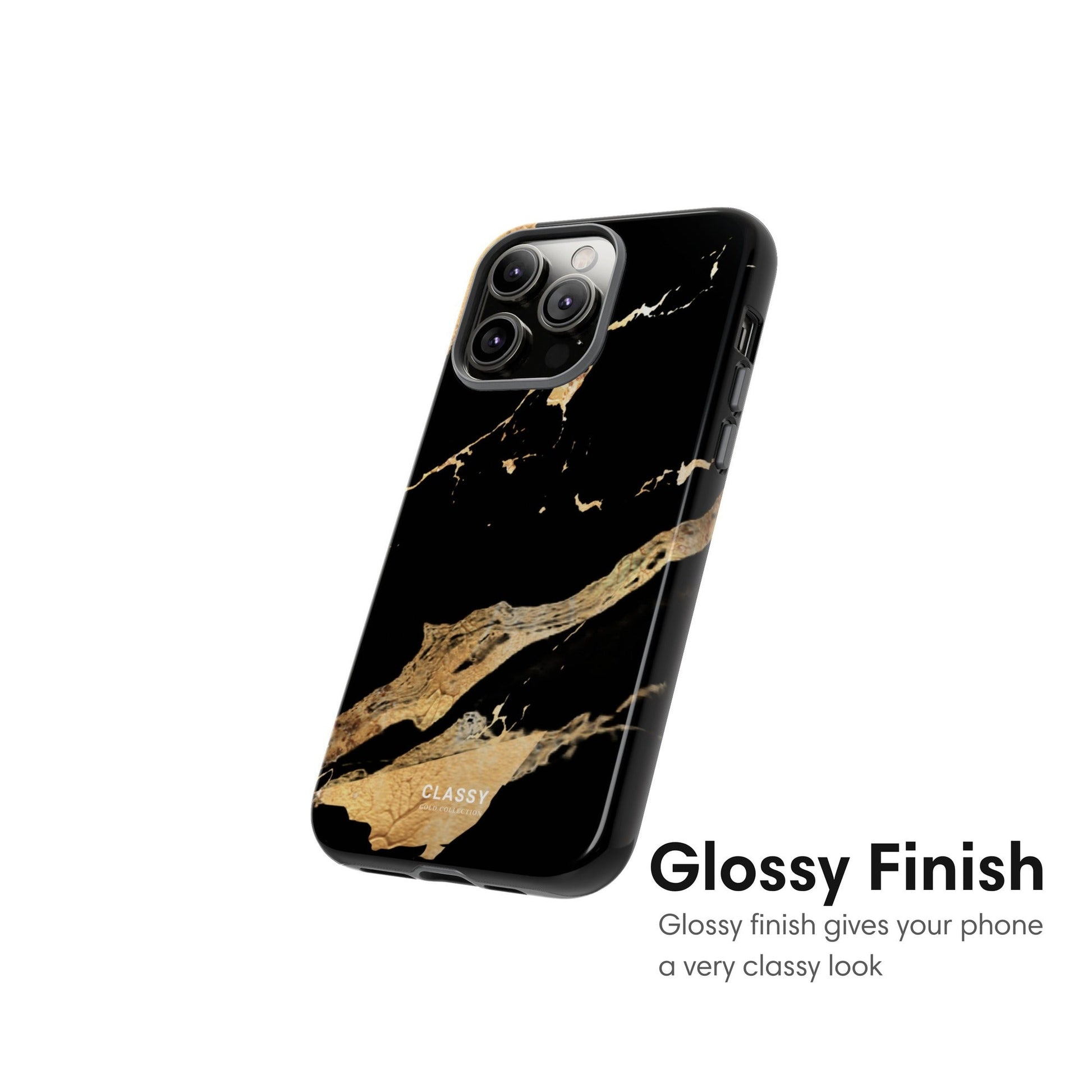 Black and Gold Marble Tough Case - Classy Cases - Phone Case - iPhone 17 - Glossy - 