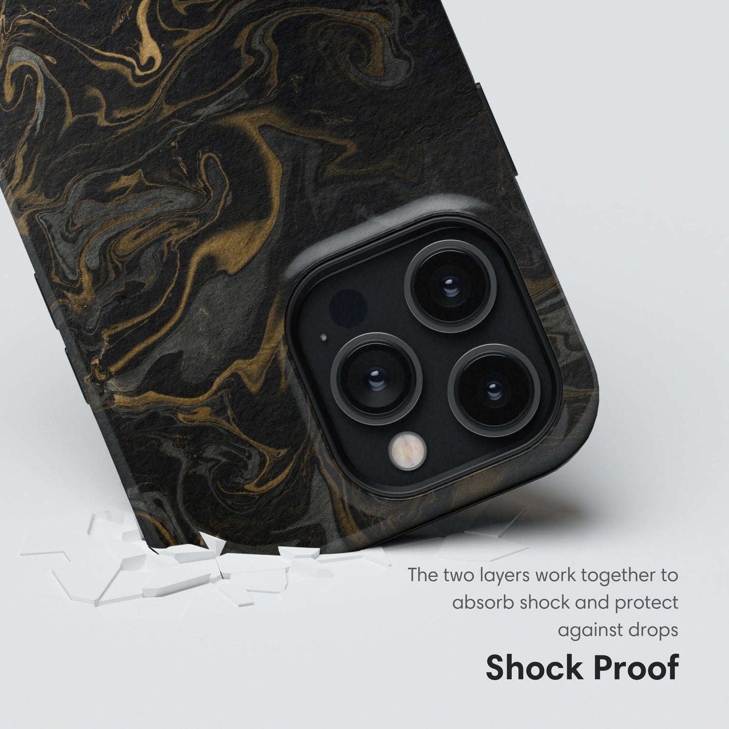 Black and Gold Marble Tough Case - Classy Cases - Phone Case - iPhone 17 - Glossy - 