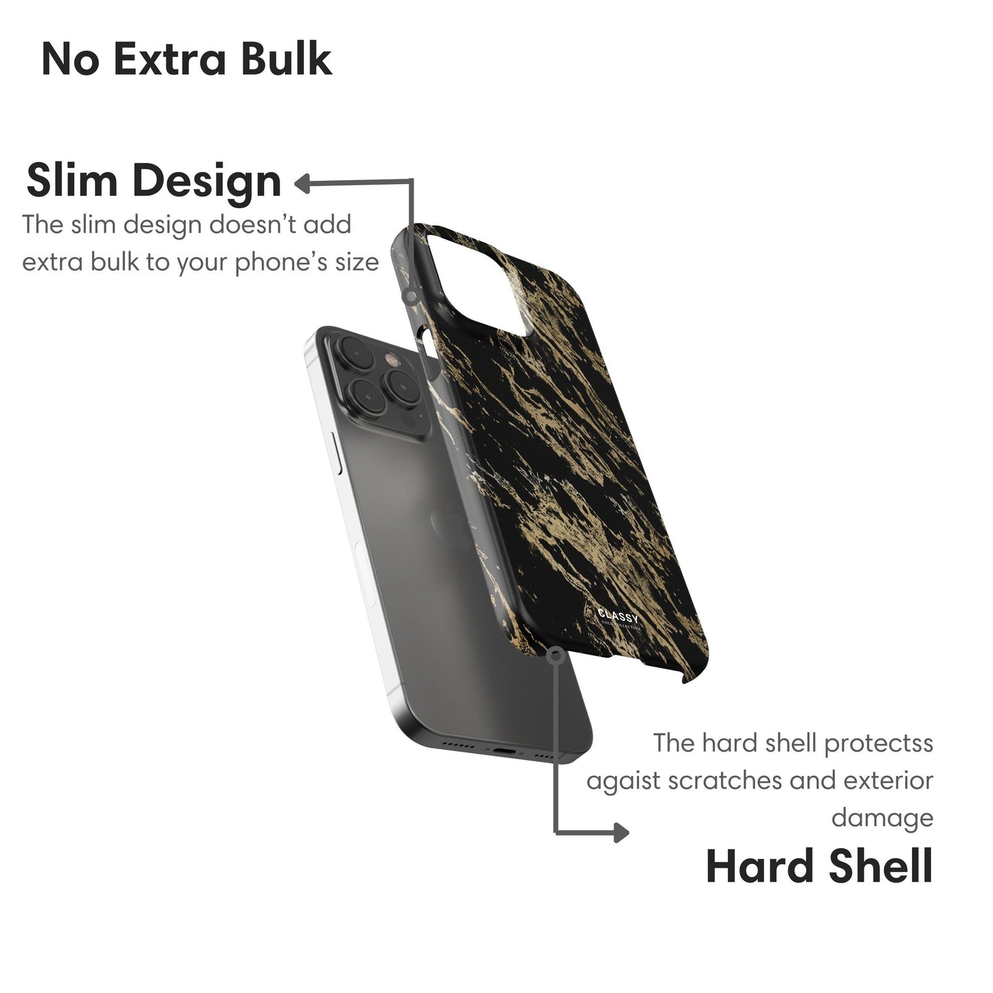 Black and Gold Pattern Snap Case - Classy Cases - Phone Case - iPhone 17 - Glossy - 