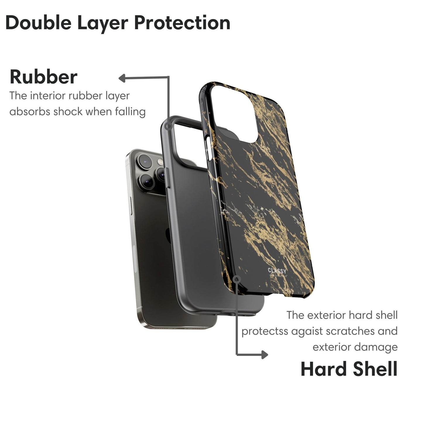 Black and Gold Pattern Tough Case - Classy Cases - Phone Case - iPhone 17 - Glossy - 