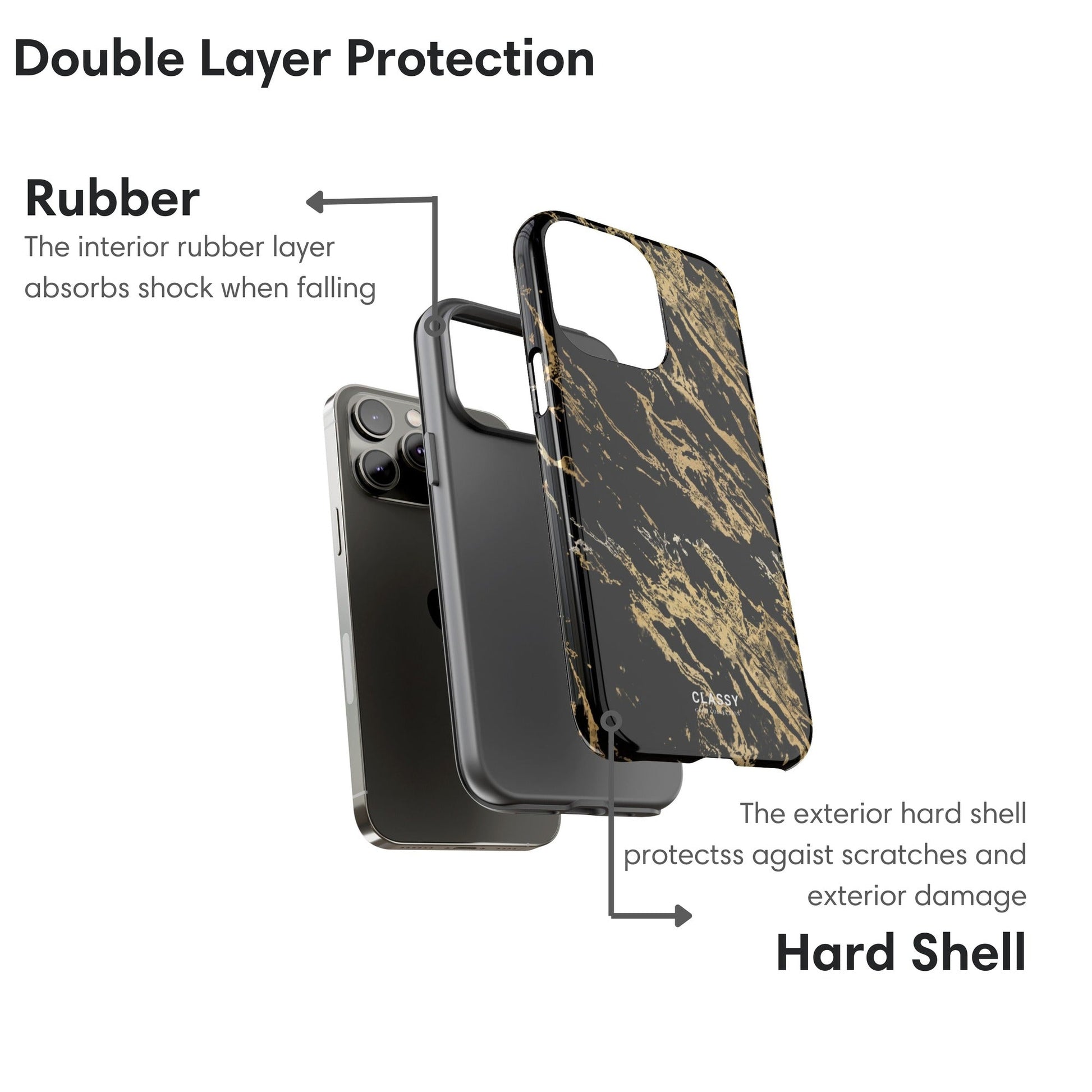 Black and Gold Pattern Tough Case - Classy Cases - Phone Case - iPhone 17 - Glossy - 