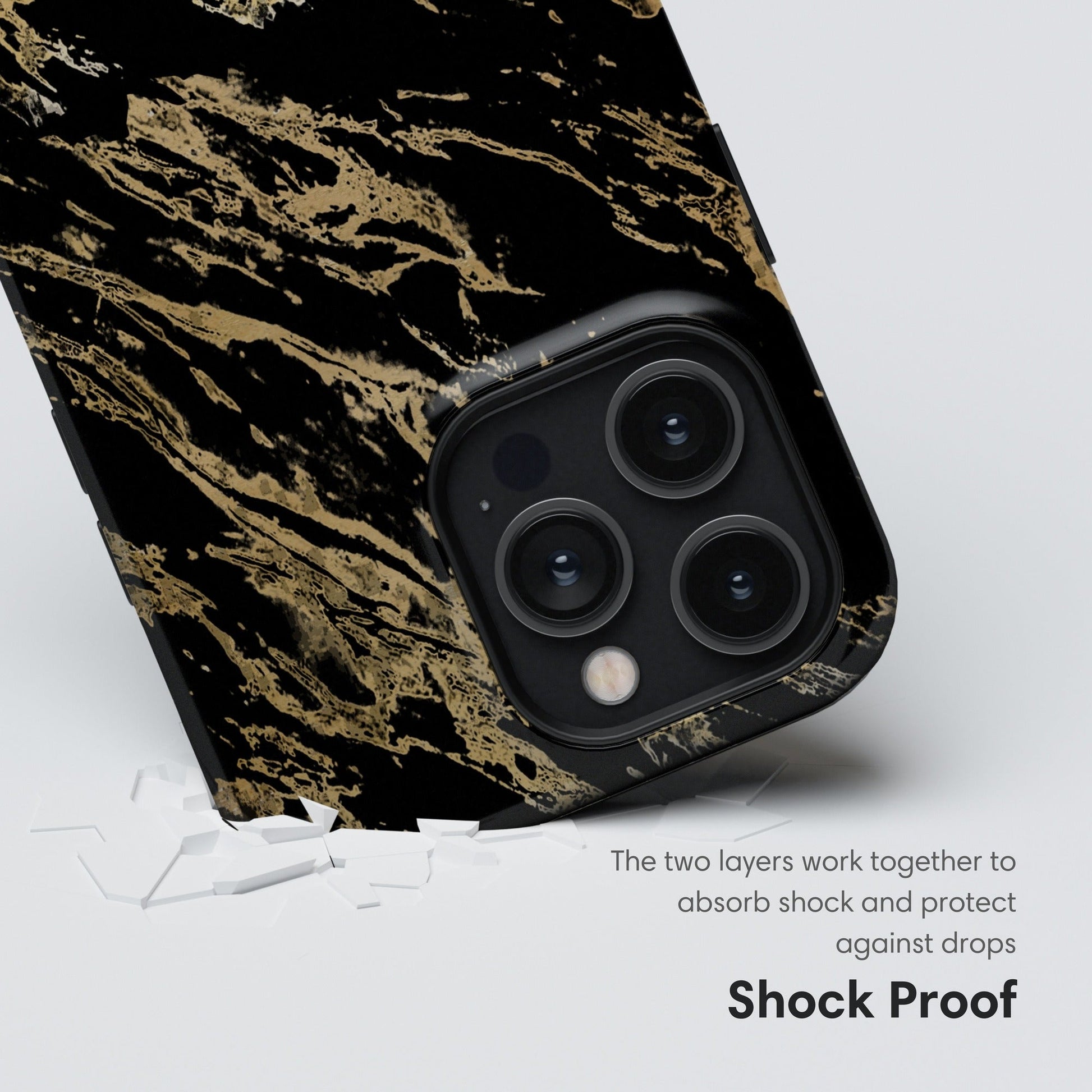 Black and Gold Pattern Tough Case - Classy Cases - Phone Case - iPhone 17 - Glossy - 