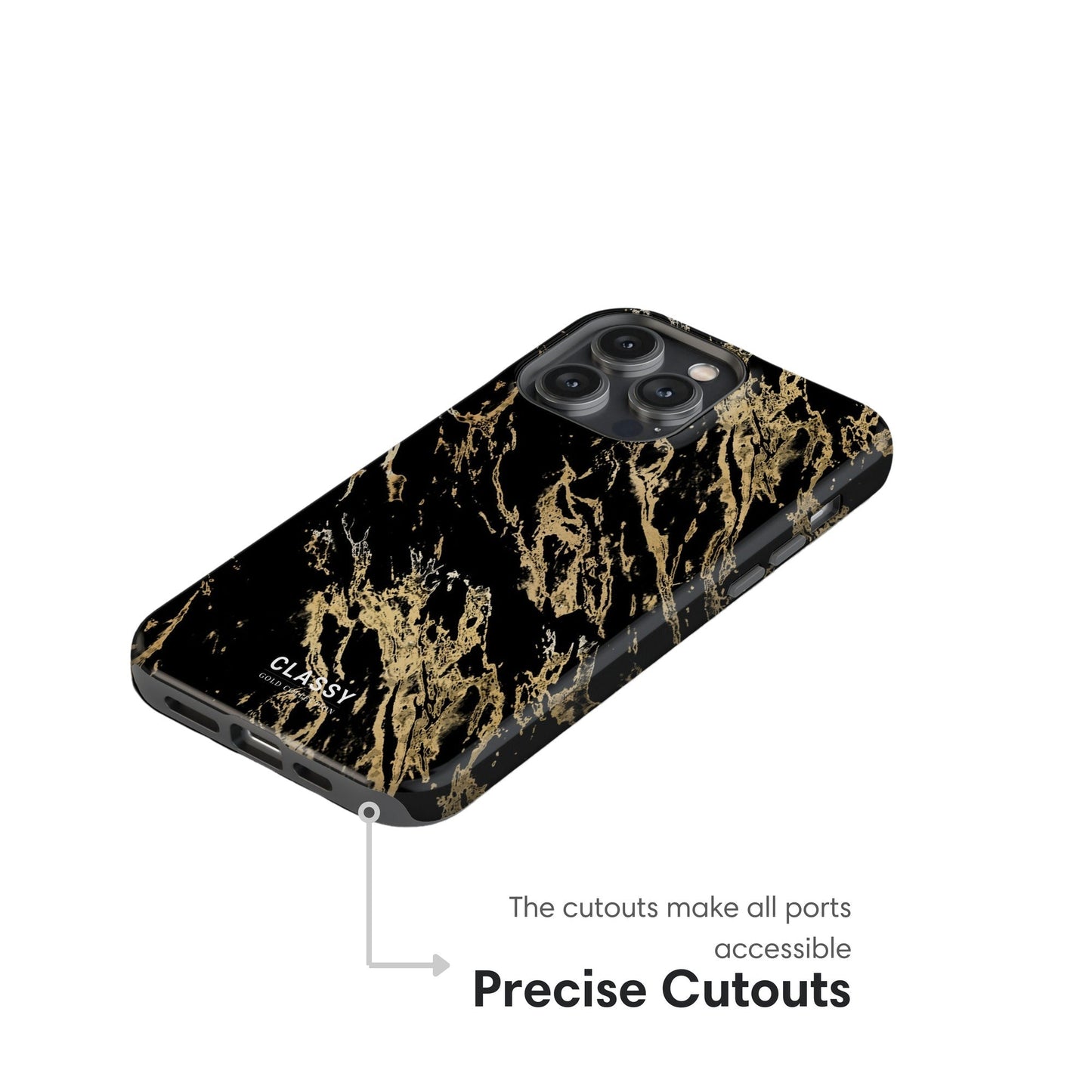 Black and Gold Pattern Tough Case - Classy Cases - Phone Case - iPhone 17 - Glossy - 