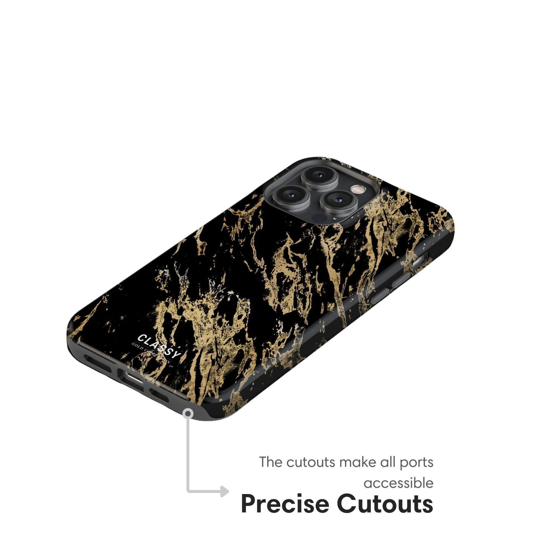 Black and Gold Pattern Tough Case - Classy Cases - Phone Case - iPhone 17 - Glossy - 