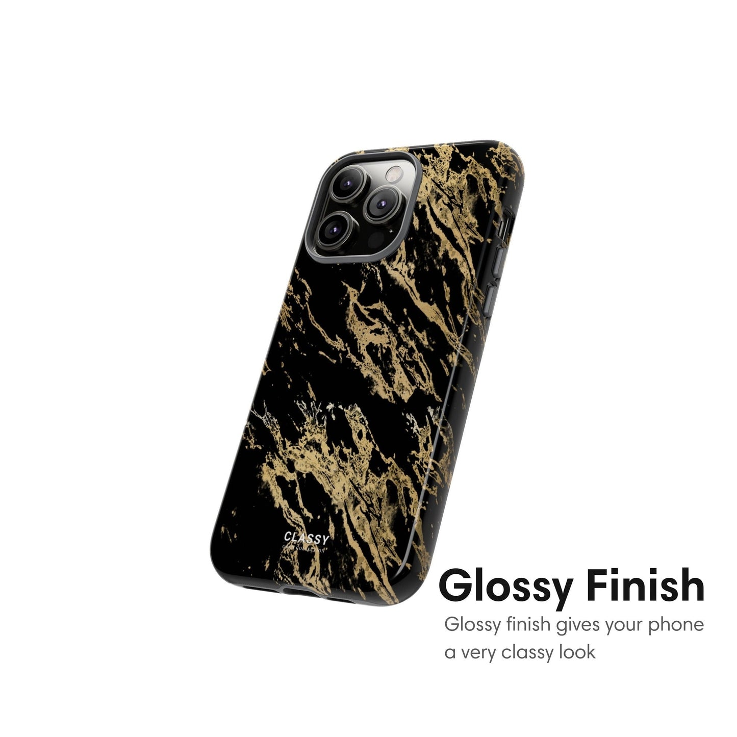 Black and Gold Pattern Tough Case - Classy Cases - Phone Case - iPhone 17 - Glossy - 