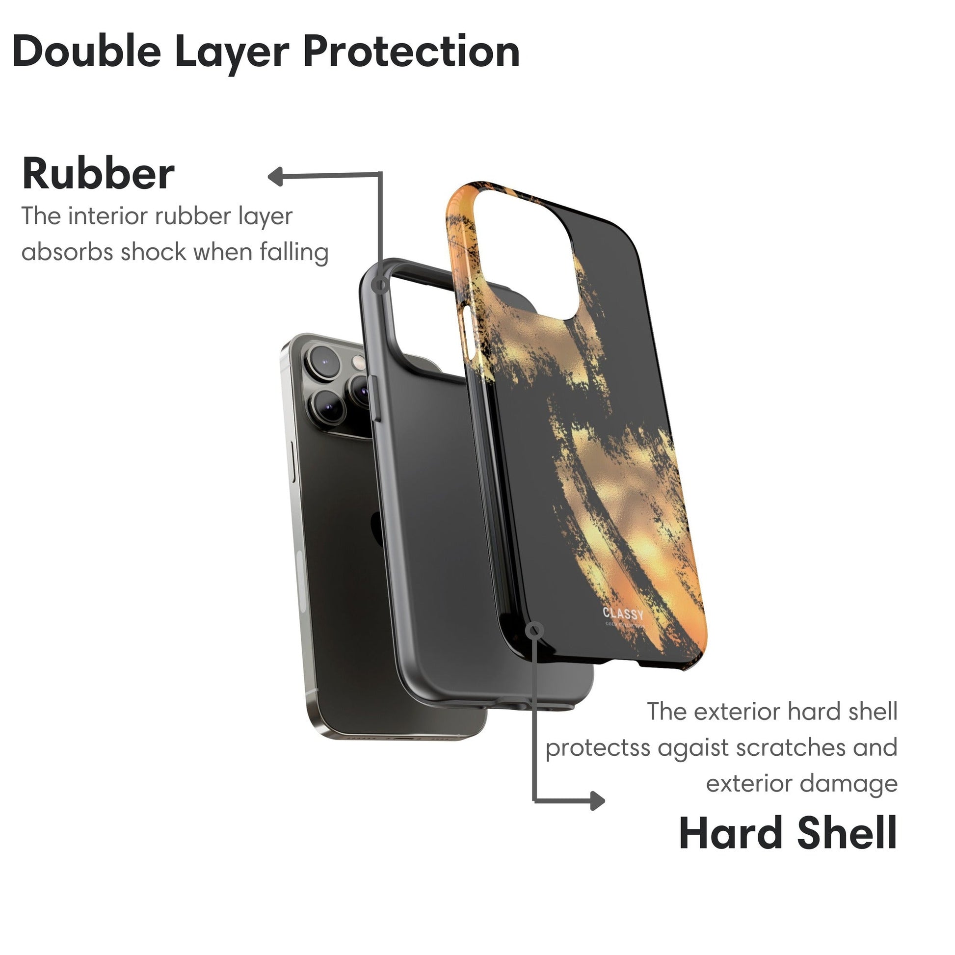 Black and Gold Tough Case - Classy Cases - Phone Case - iPhone 17 - Glossy - 