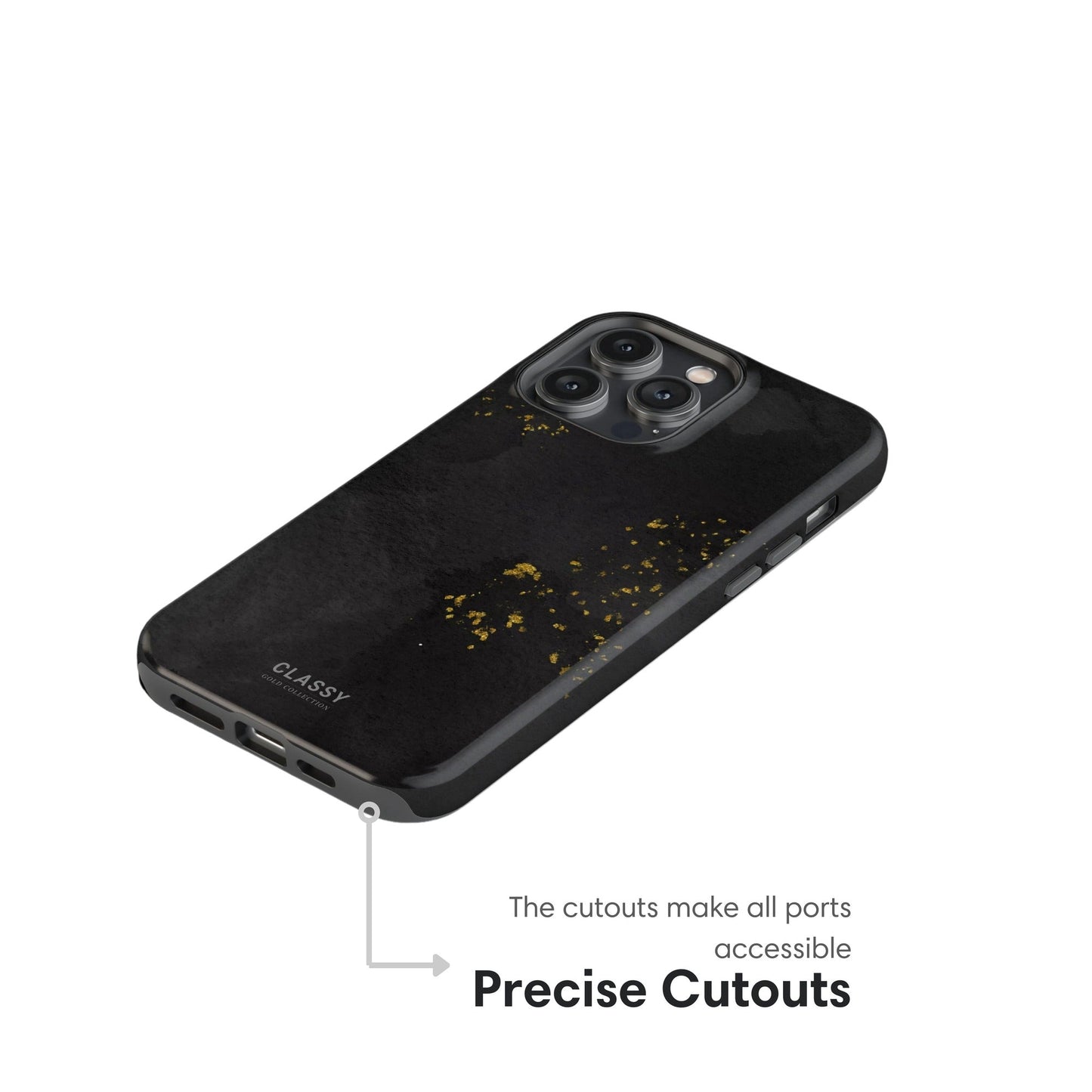 Black and Gold Tough Case with Sprinkles - Classy Cases - Phone Case - iPhone 17 - Glossy - 