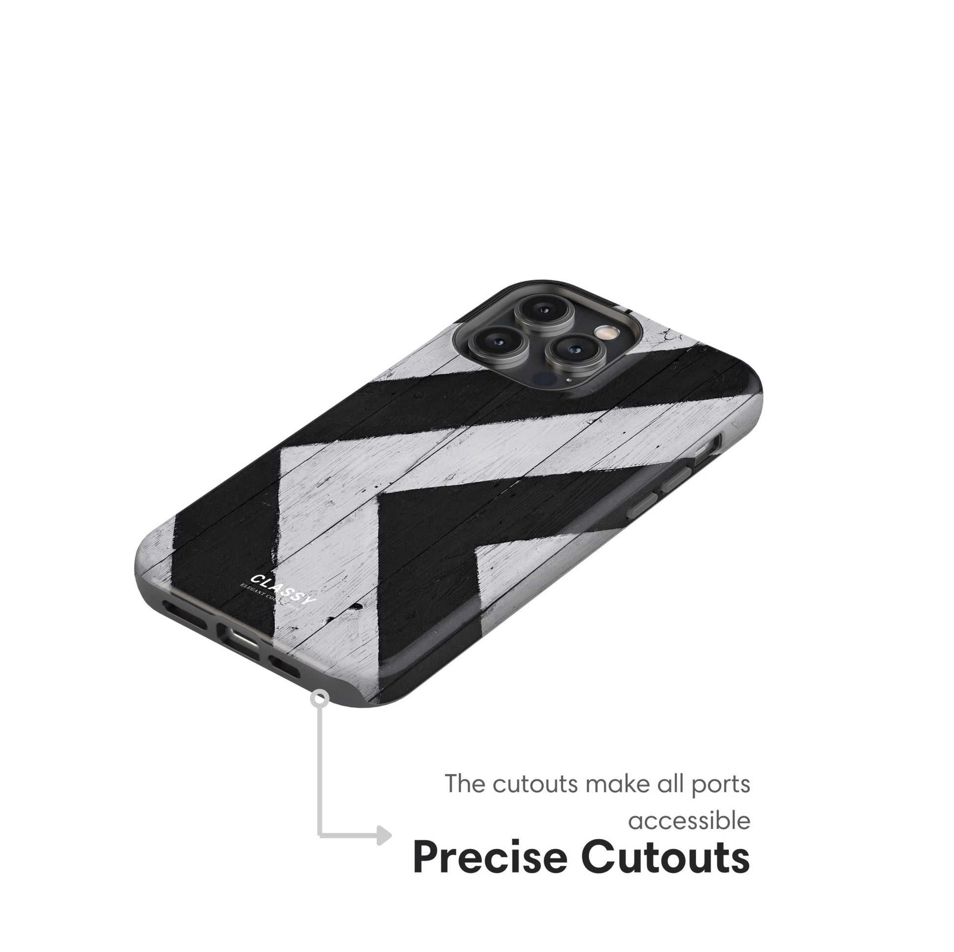 Black and White Chevron Pattern Tough Case - Classy Cases - Phone Case - iPhone 17 - Glossy - 