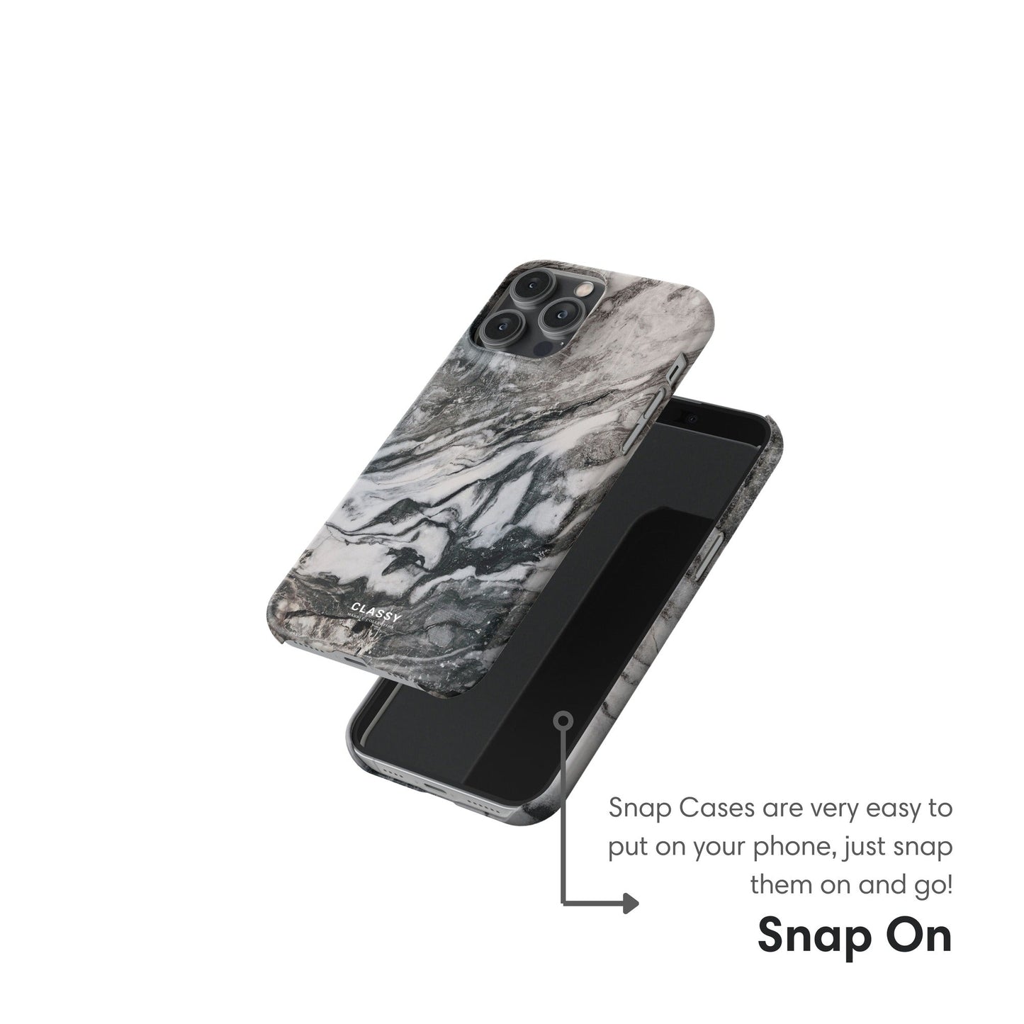 Black and White Marble Snap Case - Classy Cases - Phone Case - iPhone 17 - Glossy - 