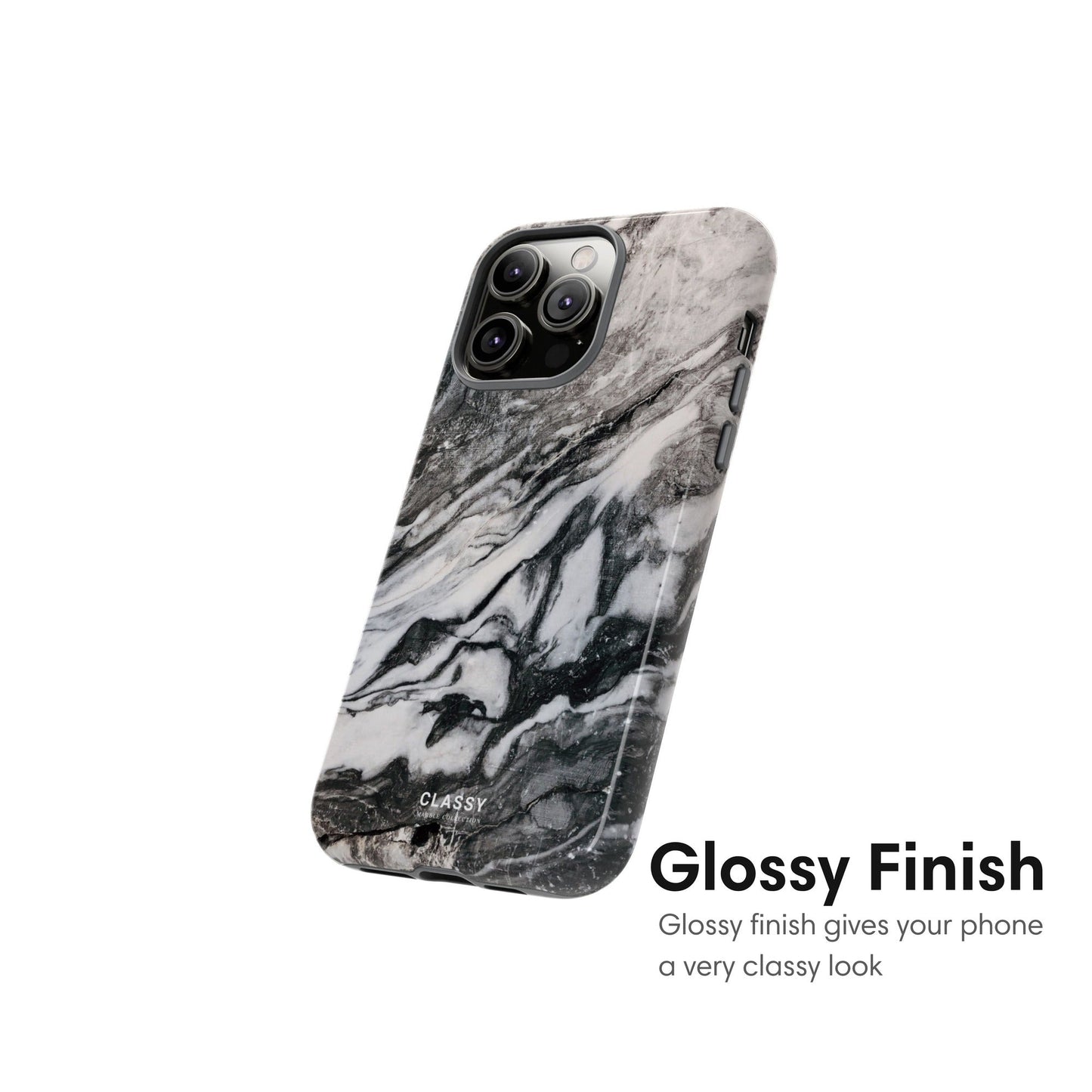 Black and White Marble Tough Case - Classy Cases - Phone Case - iPhone 17 - Glossy - 