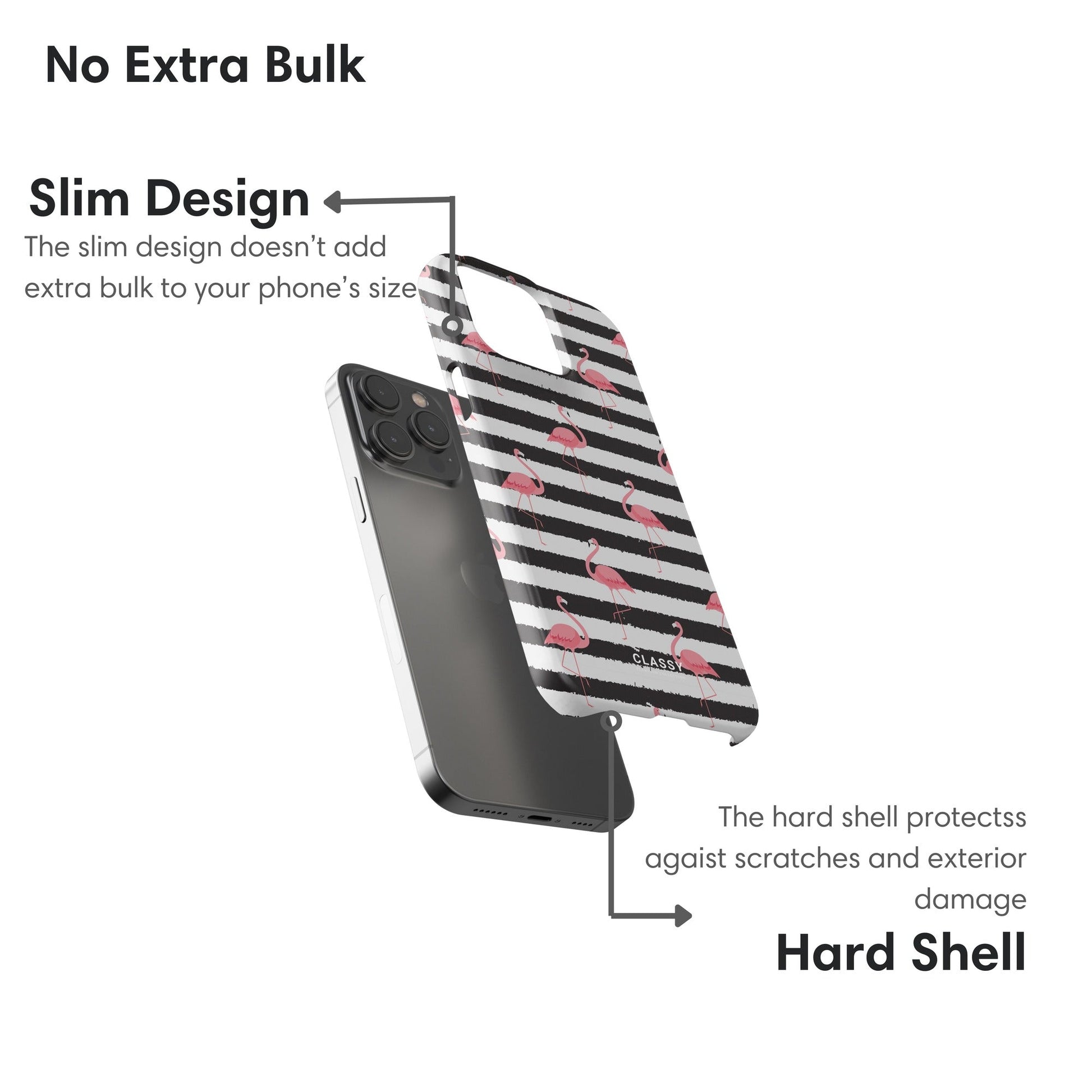 Black and White Striped Flamingo Snap Case - Classy Cases - Phone Case - iPhone 17 - Glossy - 