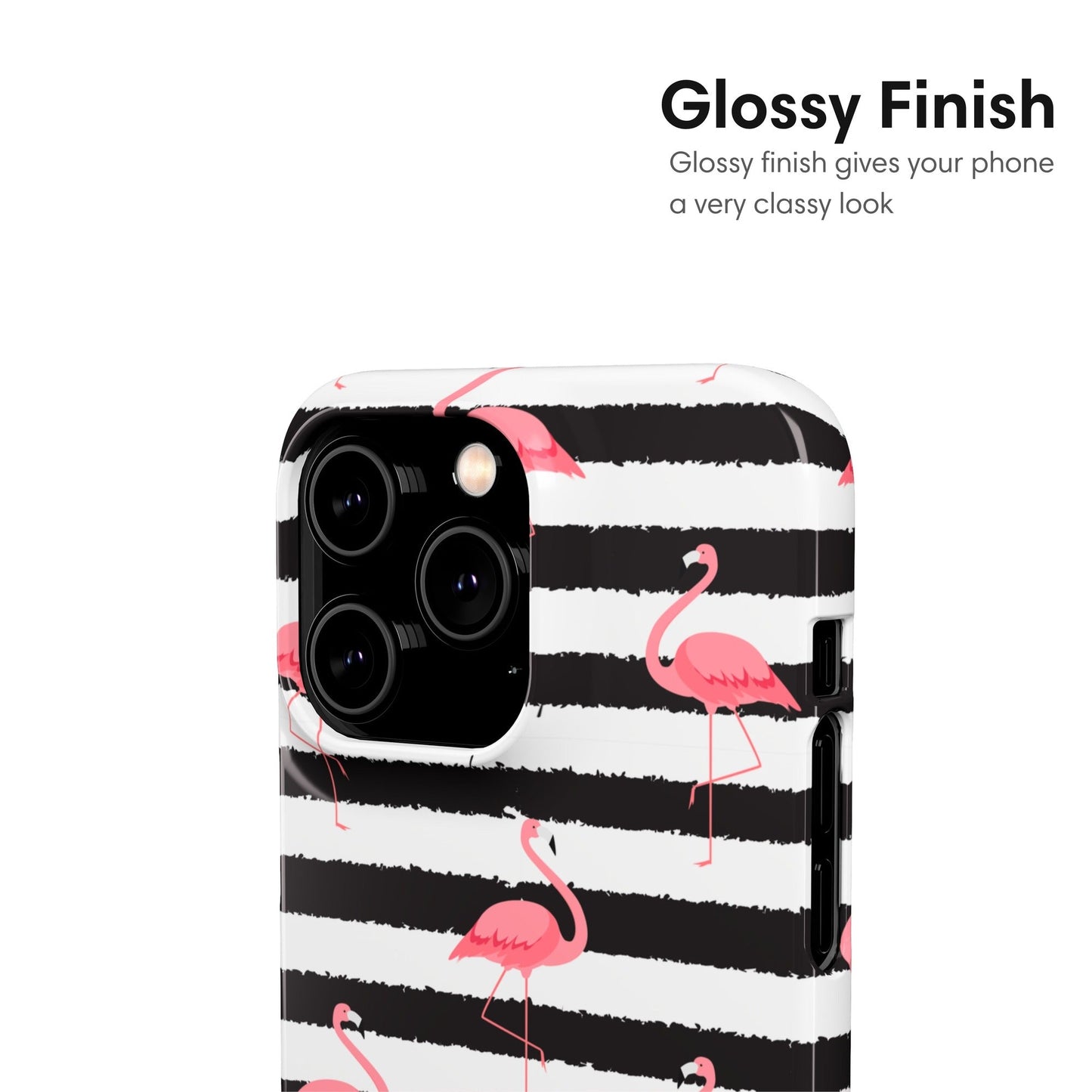 Black and White Striped Flamingo Snap Case - Classy Cases - Phone Case - iPhone 17 - Glossy - 